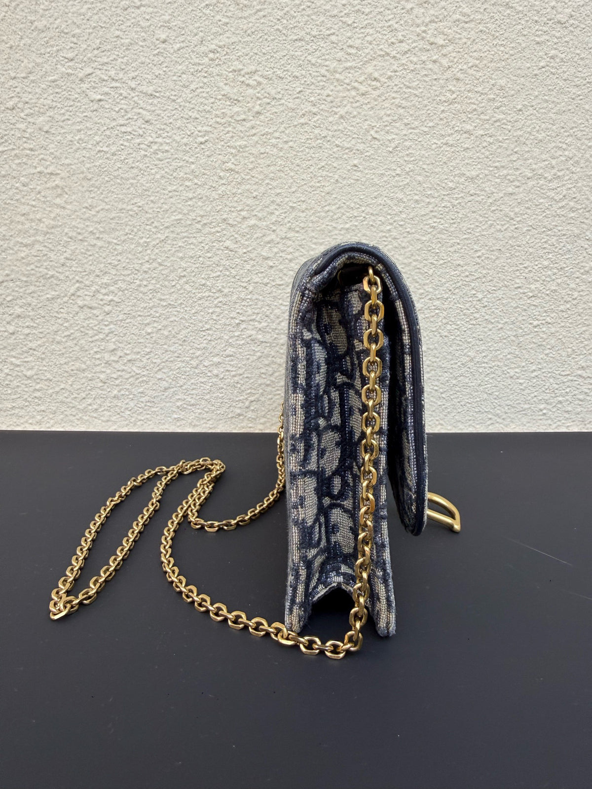 Dior - Saddle Wallet on Chain - Cloth - Blue - (Small)