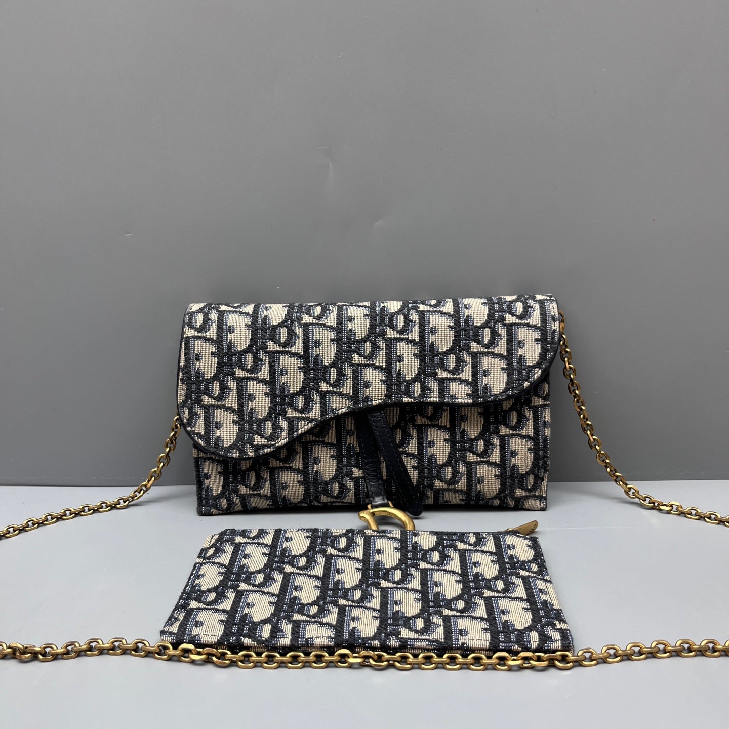 Dior - Saddle Wallet on Chain - Embroidered canvas - Multicolour - (mini)