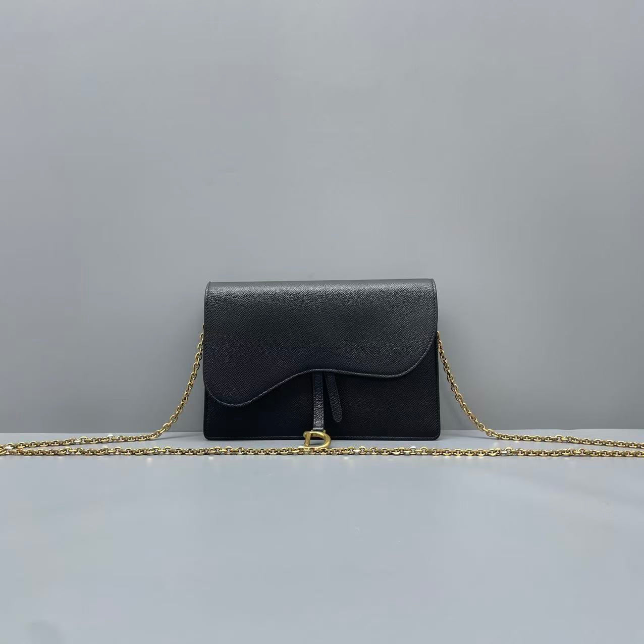 Dior - Saddle Wallet On Chain - Leather - Black - (mini)