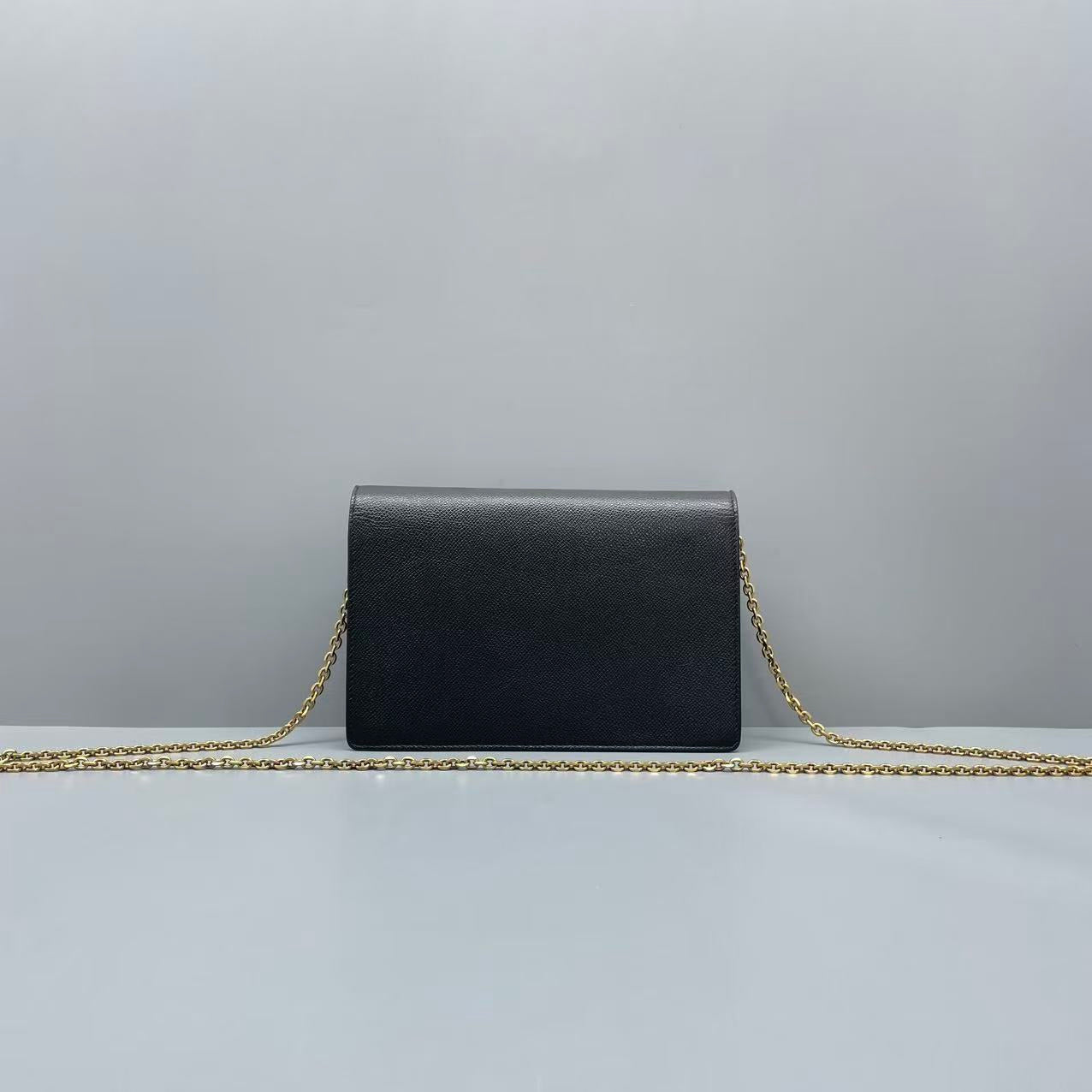 Dior - Saddle Wallet On Chain - Leather - Black - (mini)