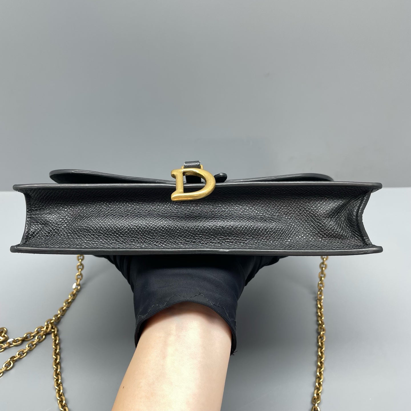 Dior - Saddle Wallet On Chain - Leather - Black - (mini)