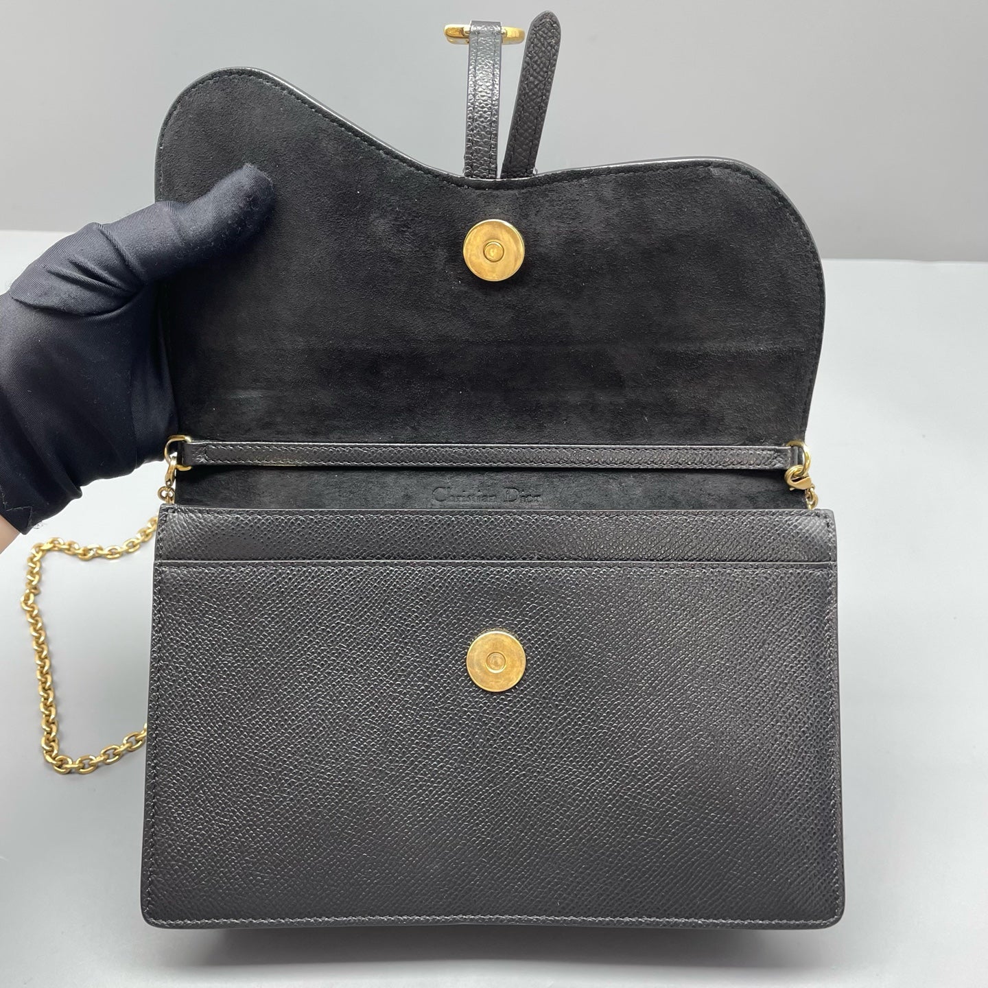 Dior - Saddle Wallet On Chain - Leather - Black - (mini)
