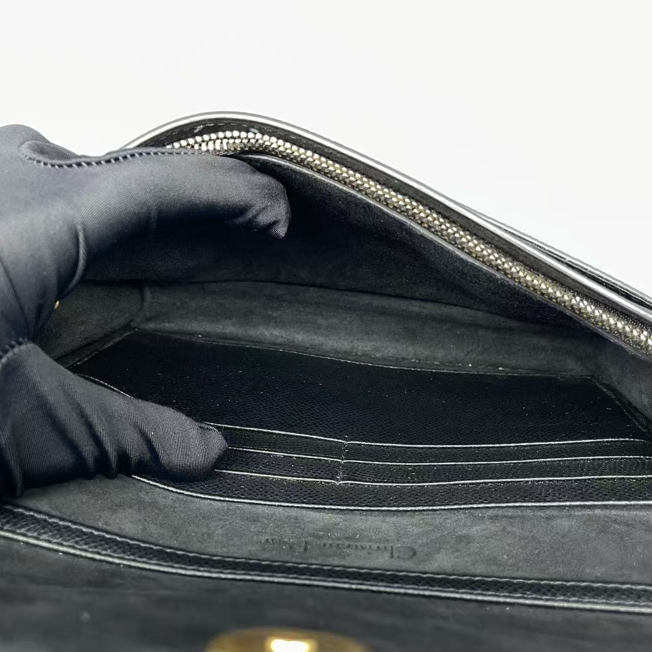 Dior - Saddle Wallet with Chain - Grained leather - Black - (small)