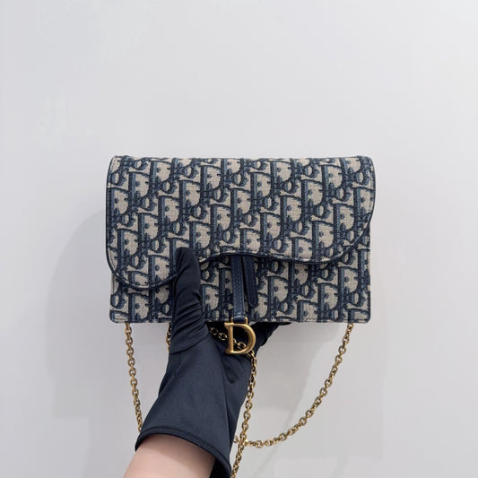 Dior - Saddle WOC - Cloth - Blue - (large)