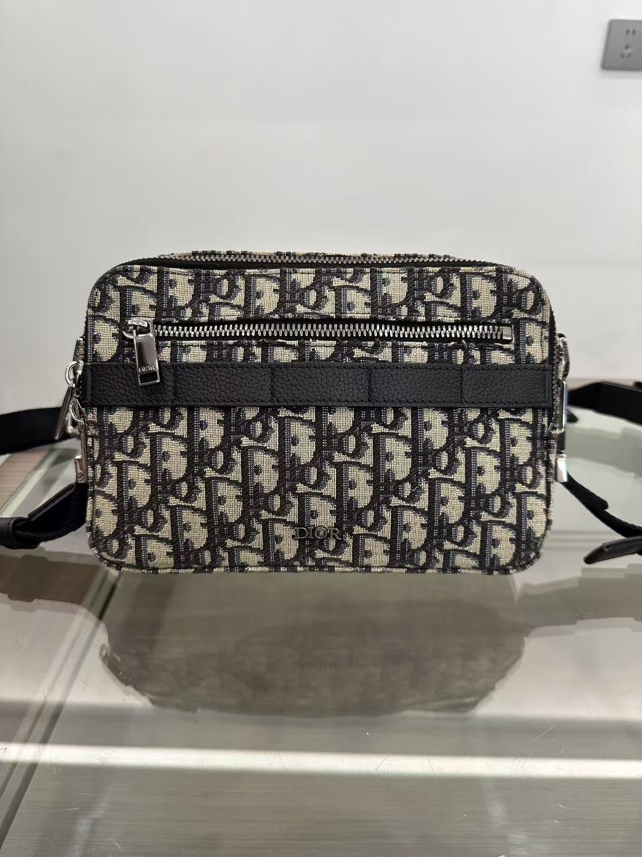 Dior - Safari Oblique Camera Bag - Oblique canvas with leather trim - Black - (Small)