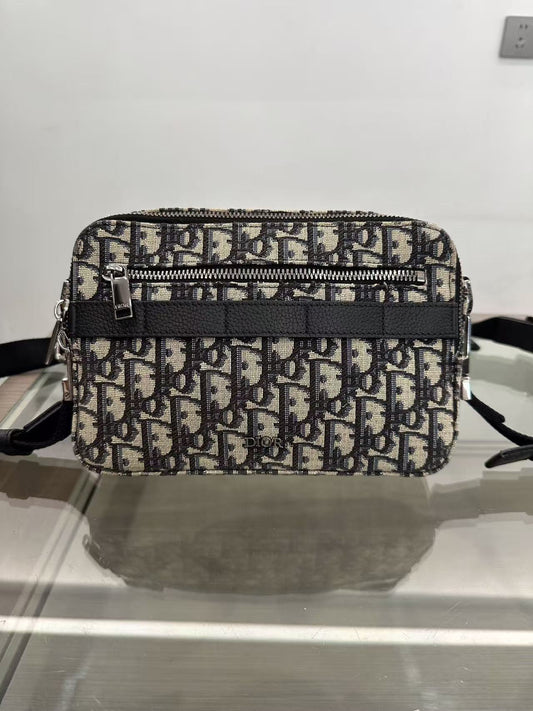 Dior - Safari Oblique Camera Bag - Oblique canvas with leather trim - Black - (Small)