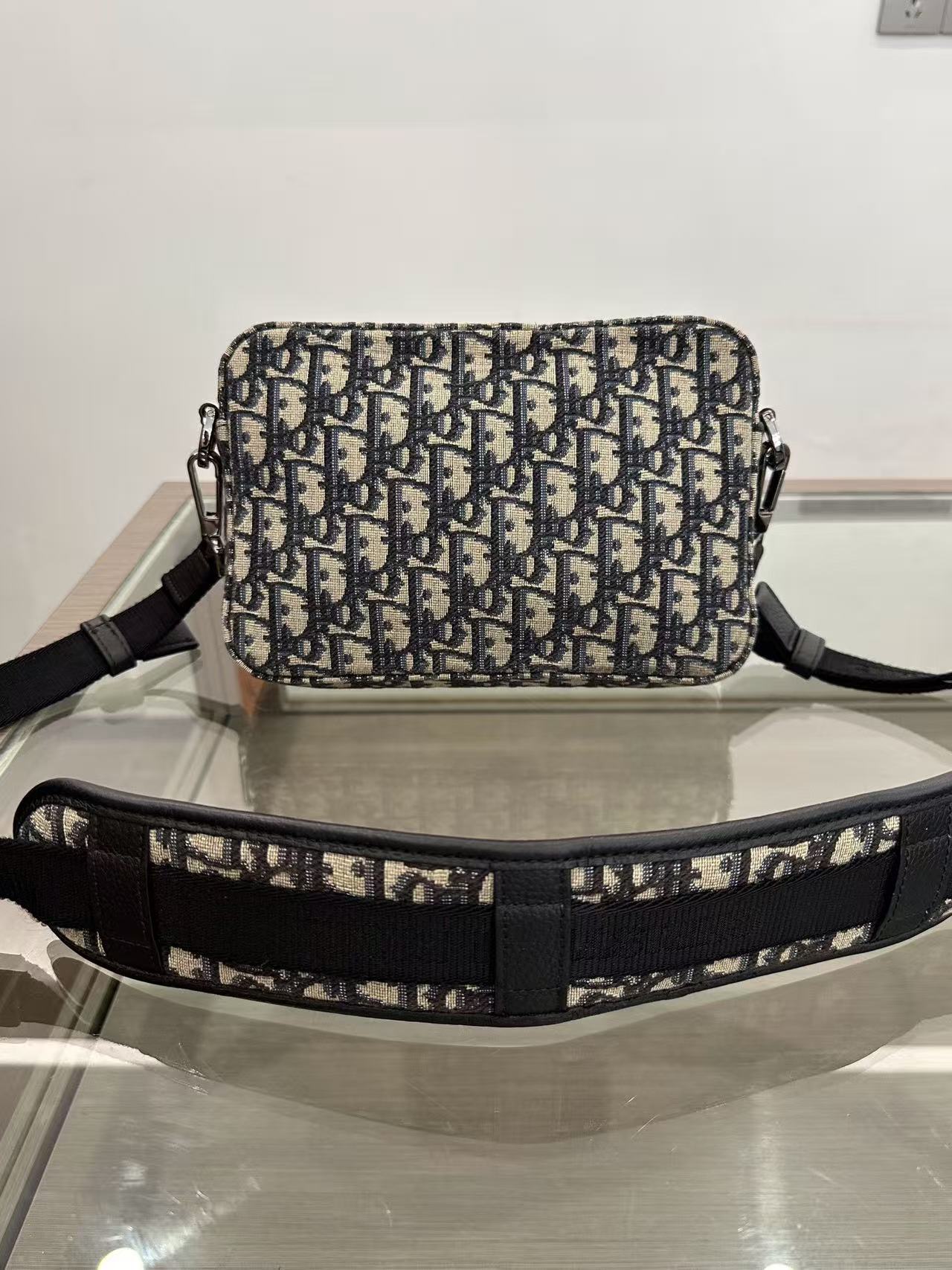 Dior - Safari Oblique Camera Bag - Oblique canvas with leather trim - Black - (Small)