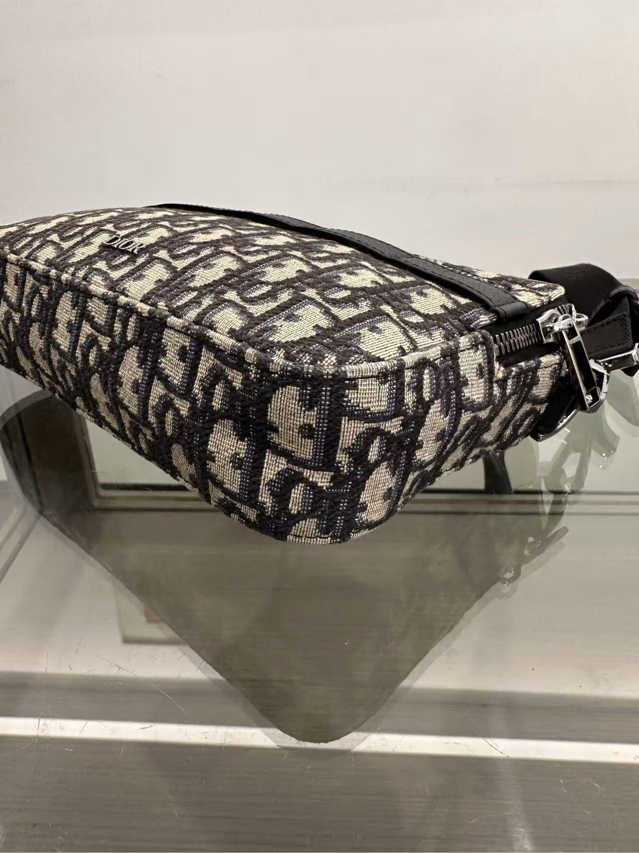 Dior - Safari Oblique Camera Bag - Oblique canvas with leather trim - Black - (Small)