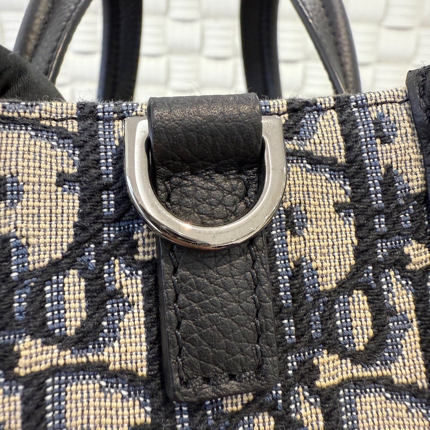 Dior - Safari Vertical Bag - Oblique canvas with leather trim - Navy - (Small)