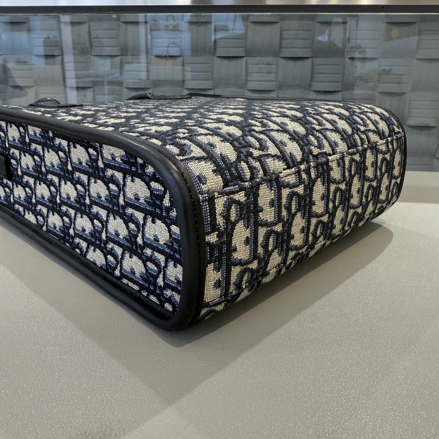 Dior - Safari Vertical Bag - Oblique canvas with leather trim - Navy - (Small)
