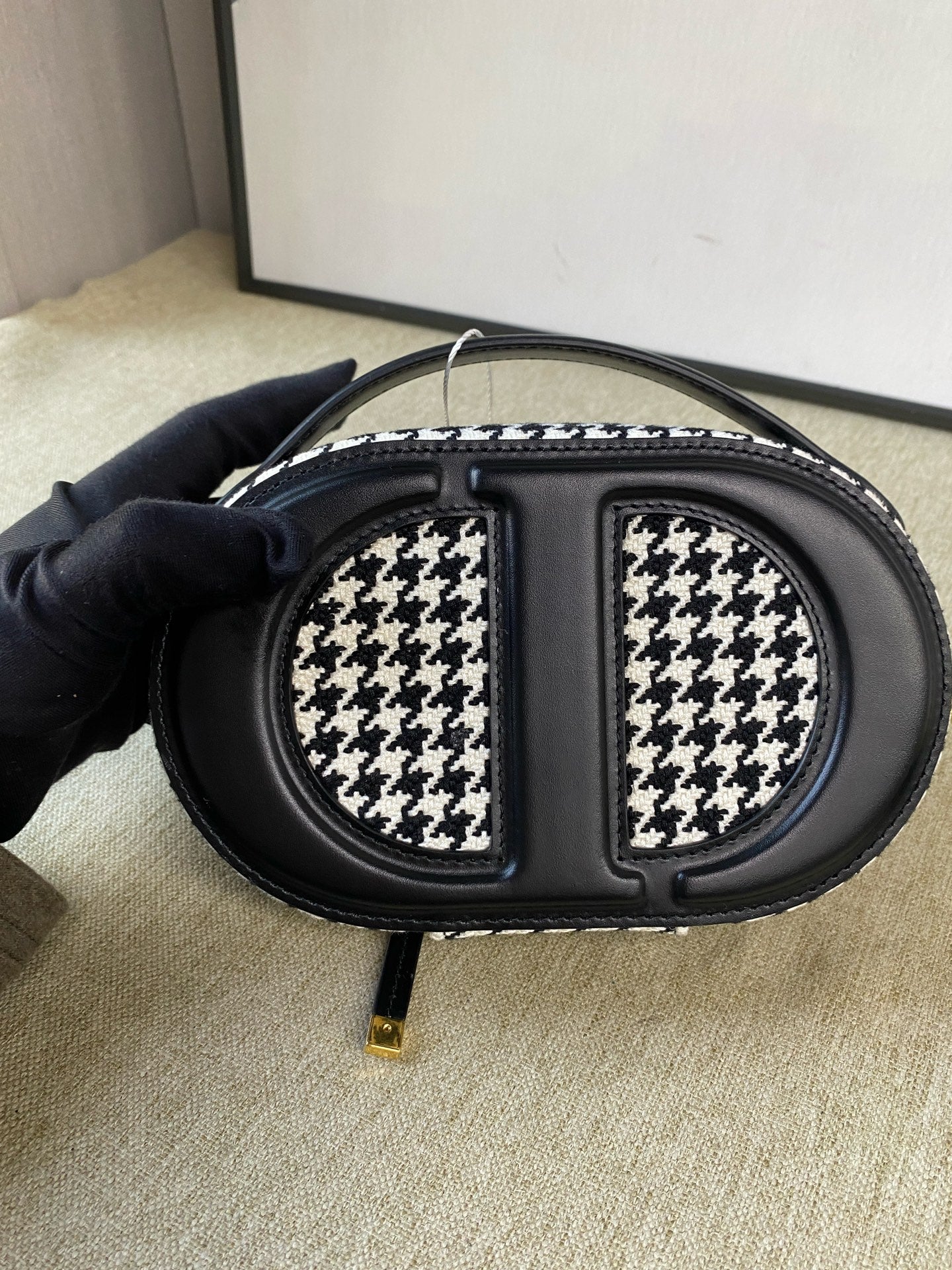 Dior - Signature Oval Camera Bag - Leather and fabric - Black and White - (mini)