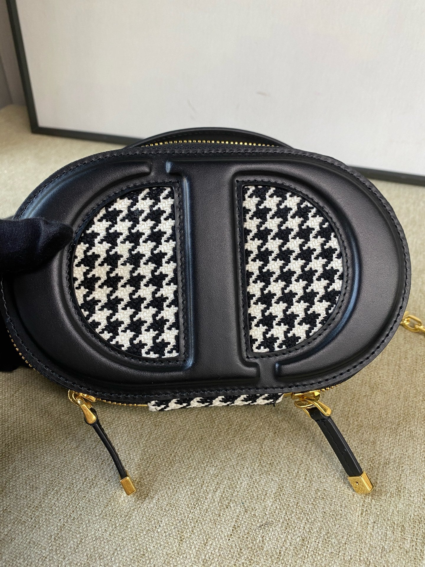 Dior - Signature Oval Camera Bag - Leather and fabric - Black and White - (mini)