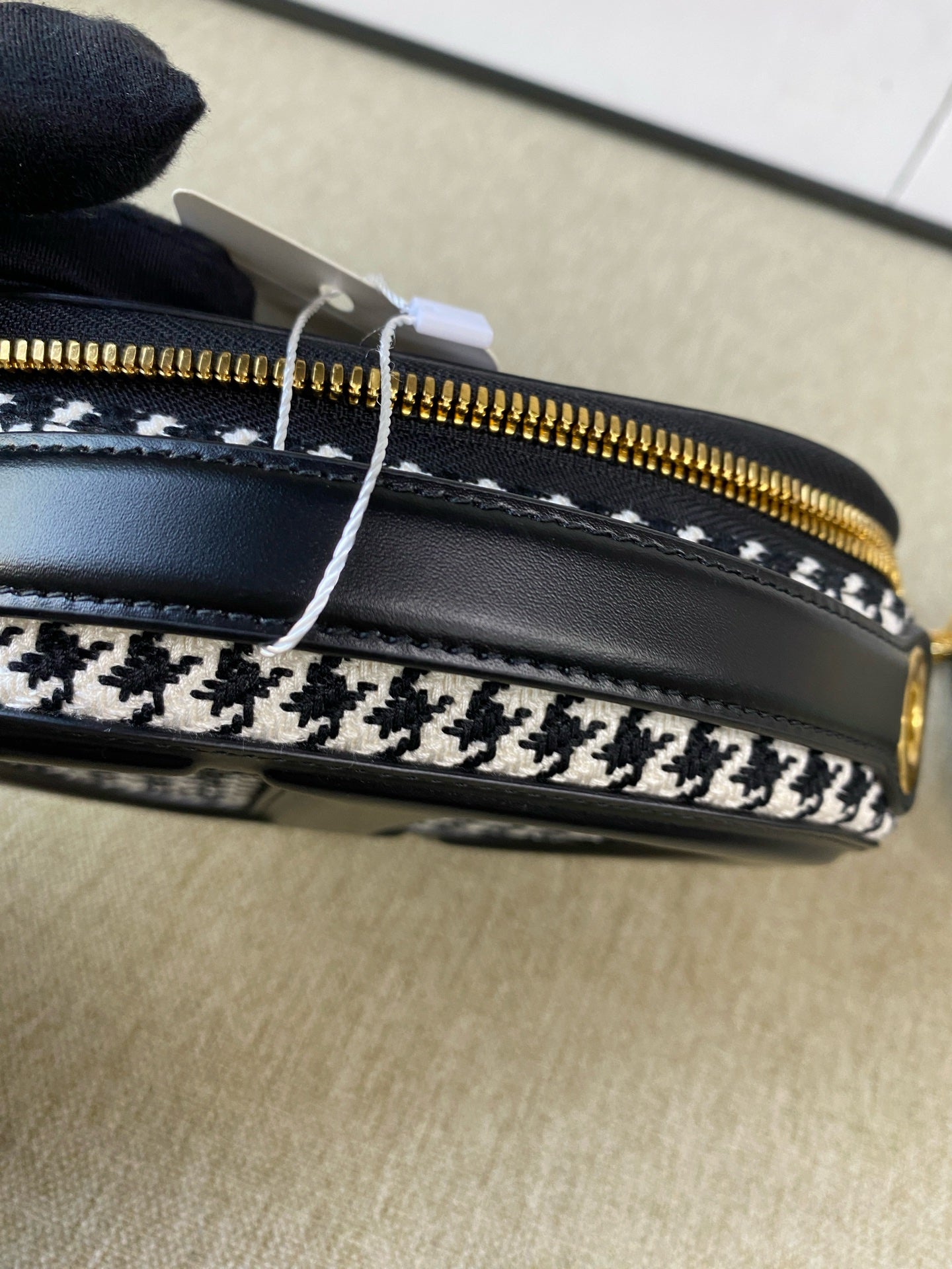 Dior - Signature Oval Camera Bag - Leather and fabric - Black and White - (mini)