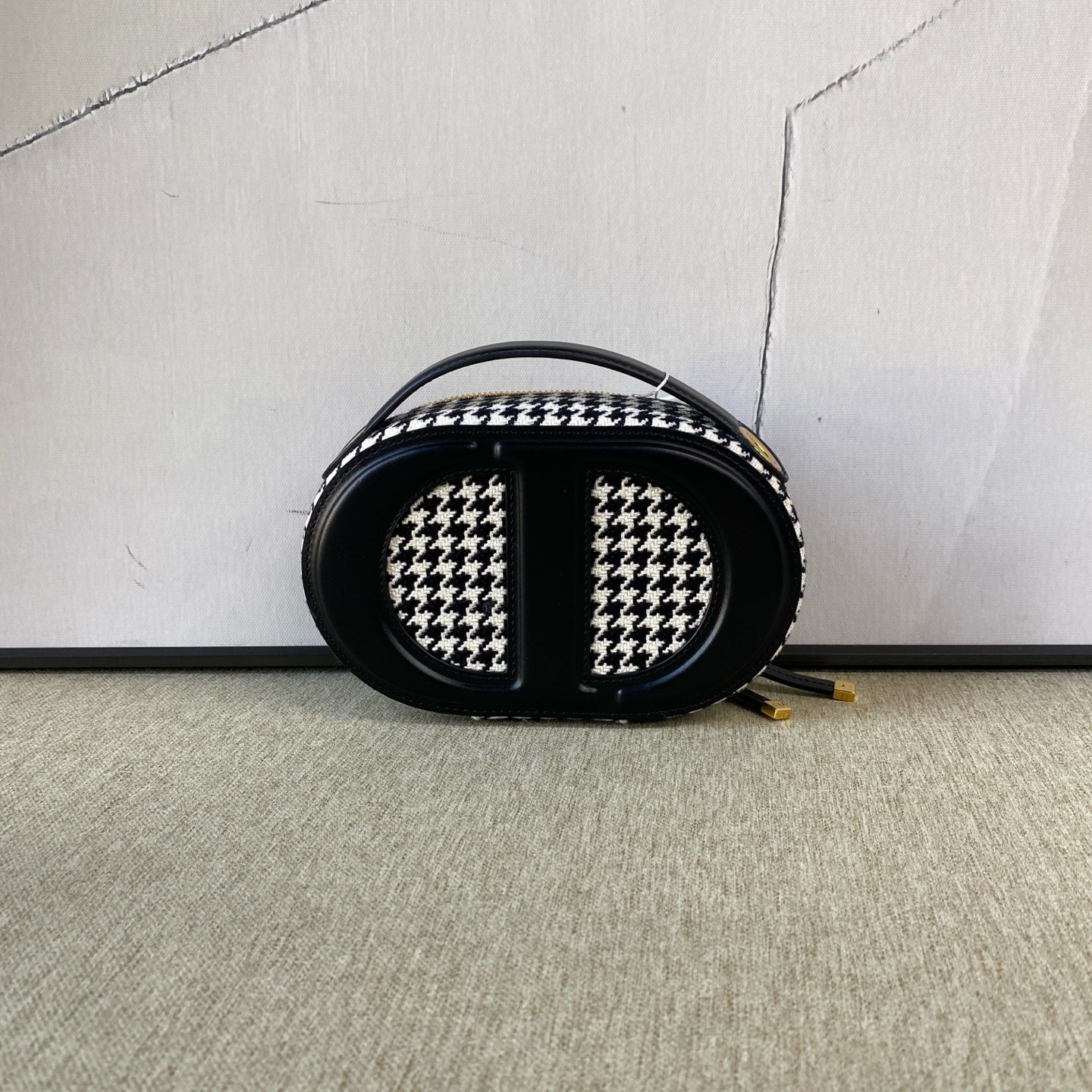 Dior - Signature Oval Camera Bag - Leather and fabric - Black and White - (mini)