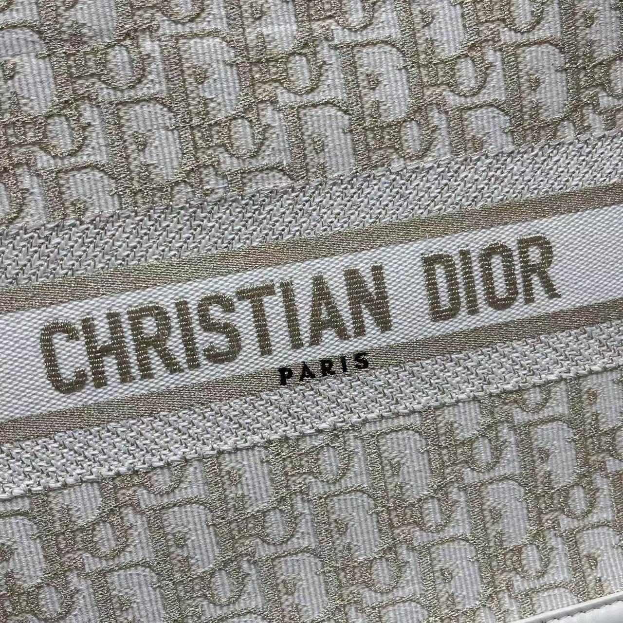 Dior - Small Book Tote - Embroidered canvas and leather trim - Beige with Gold/Tan embroidery - (small)