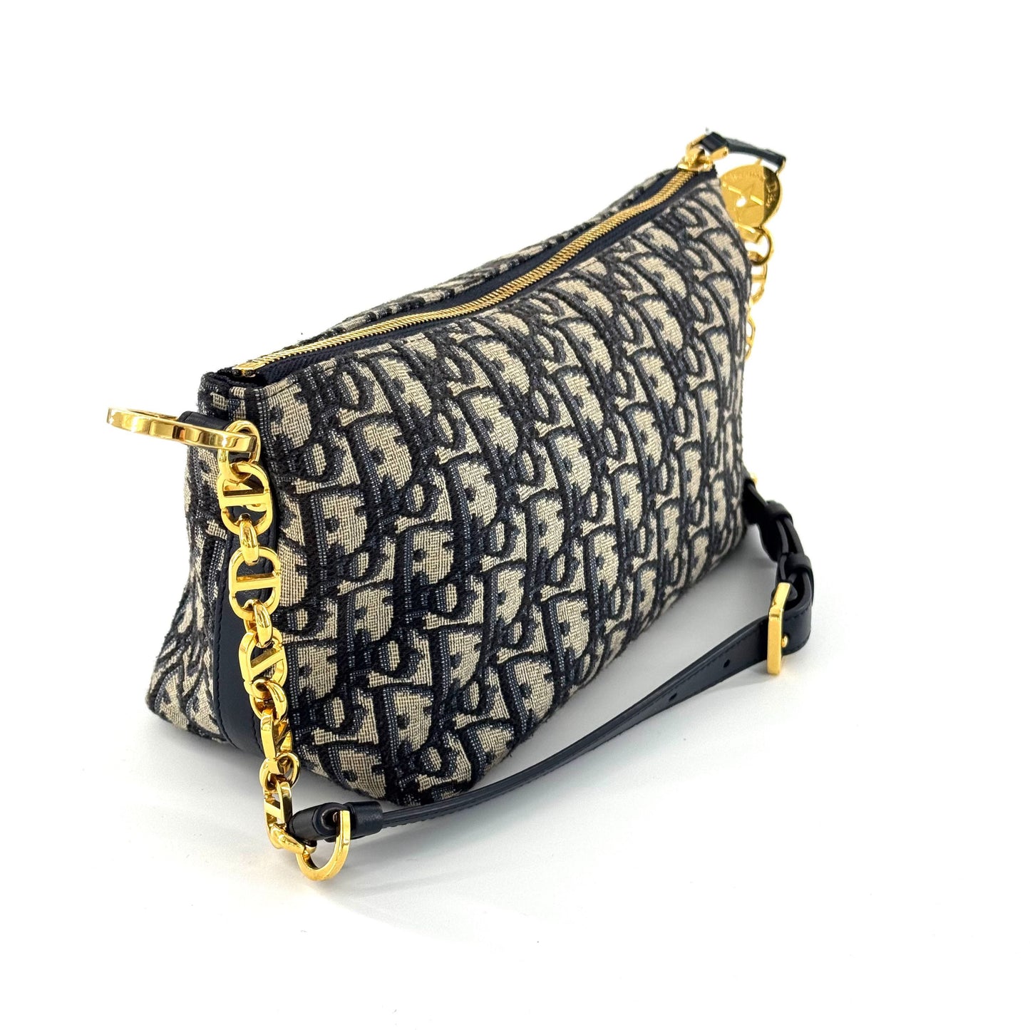 Dior - Star Lunchbox Bag - Oblique canvas with leather trim - Beige and Navy with Gold-Tone Hardware - (mini)