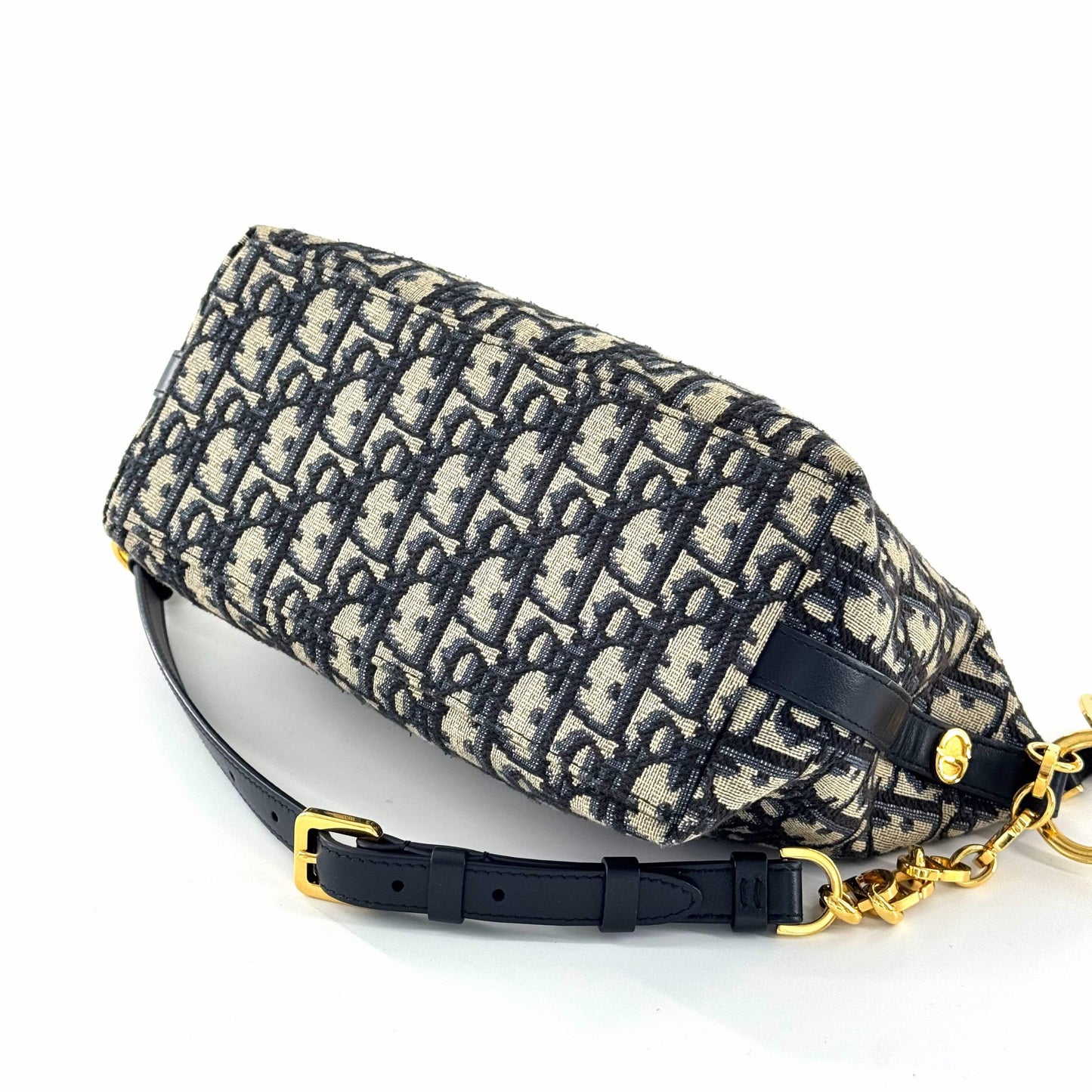 Dior - Star Lunchbox Bag - Oblique canvas with leather trim - Beige and Navy with Gold-Tone Hardware - (mini)