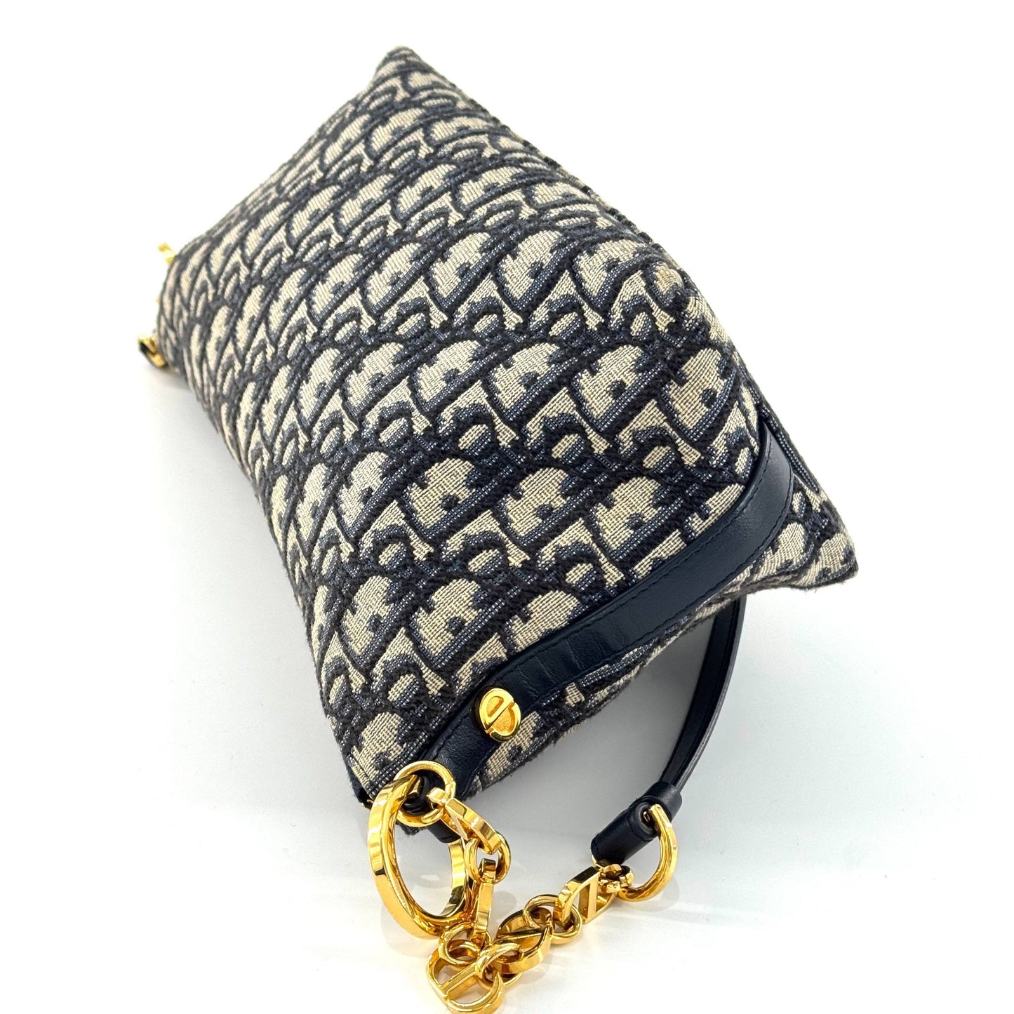Dior - Star Lunchbox Bag - Oblique canvas with leather trim - Beige and Navy with Gold-Tone Hardware - (mini)