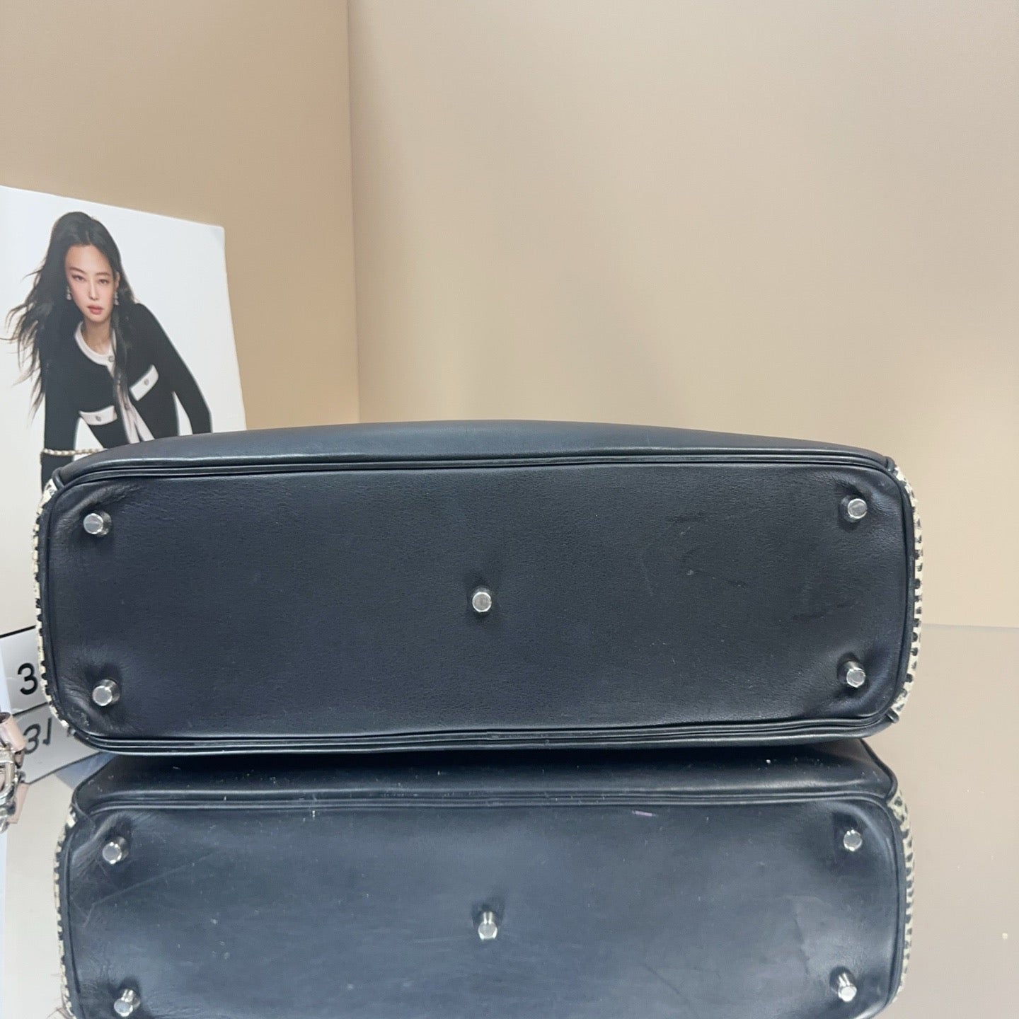 Dior - Tote Bag - Black cowhide leather with snakeskin side panels - Black - (medium)