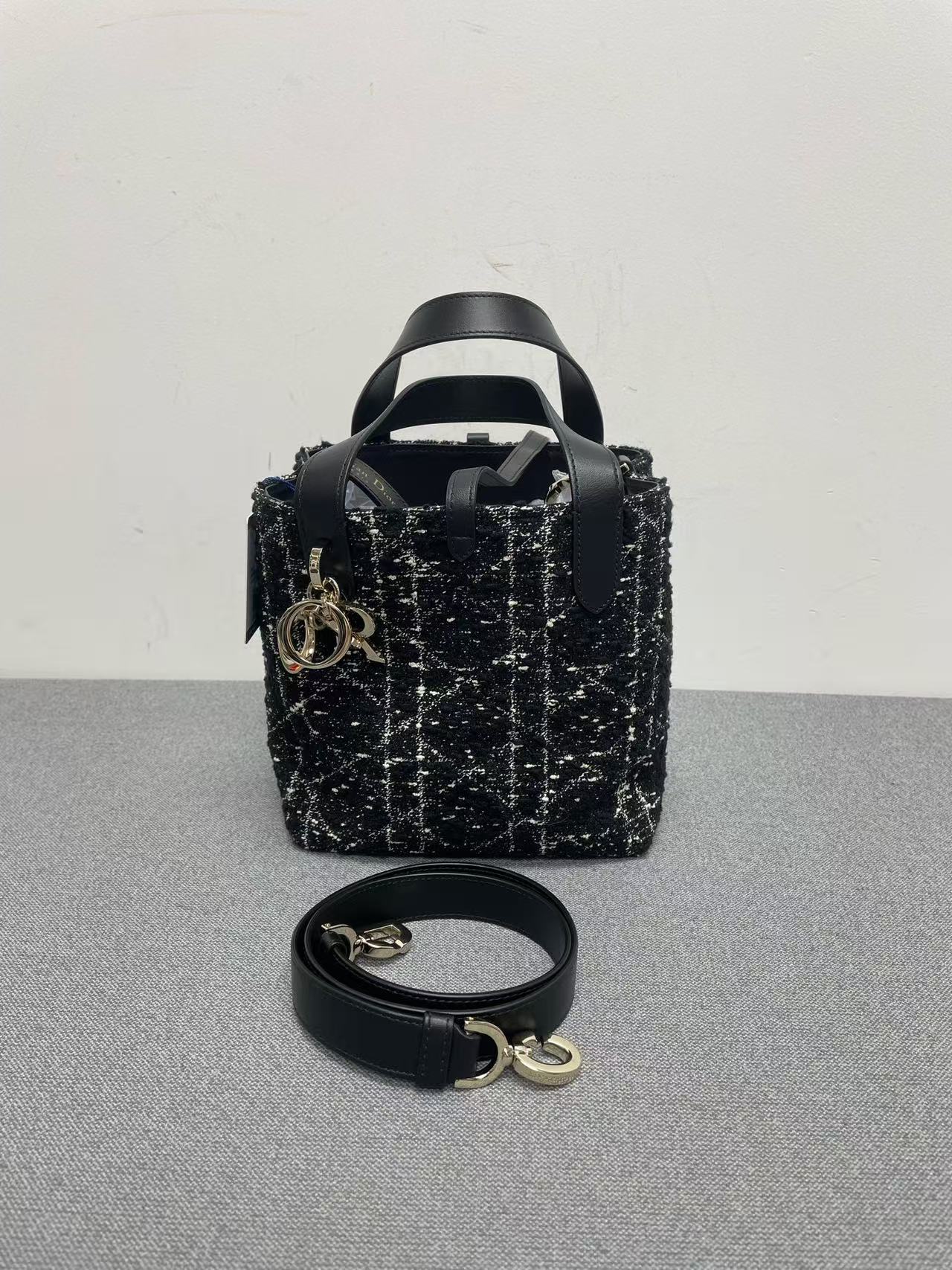 Dior - Toujours - Wool tweed with leather trim - Black - (mini)