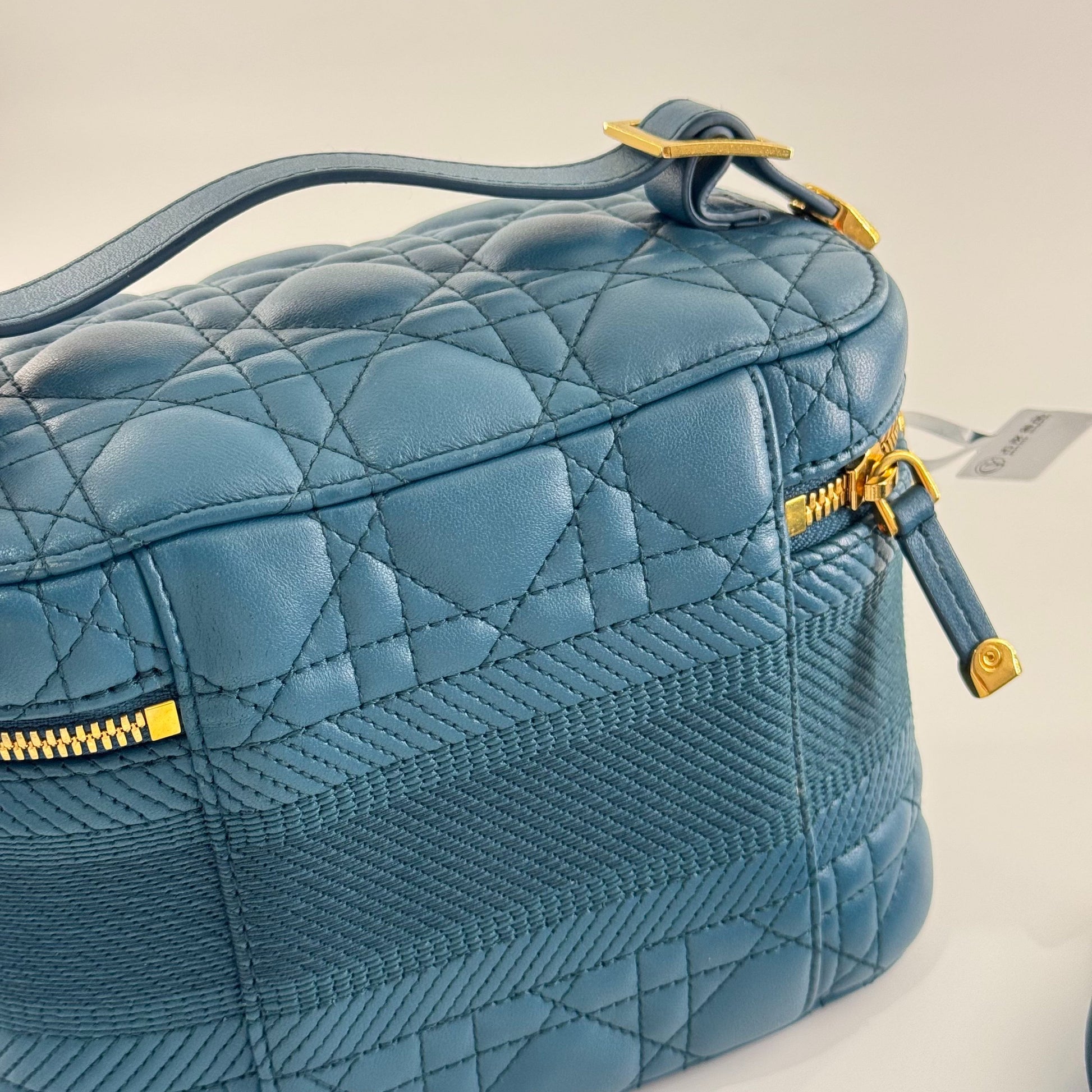 Dior Vanity Case Leather Blue - view 8