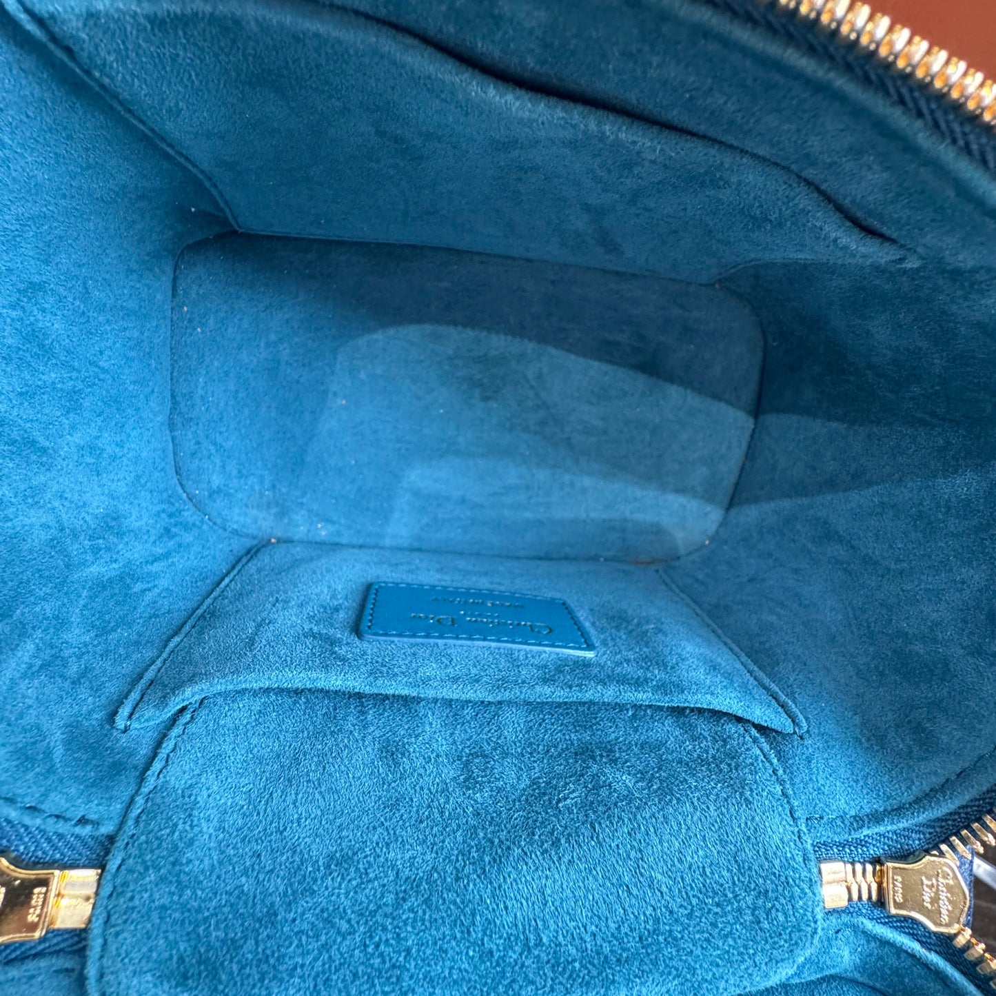 Dior - Vanity Case - Leather with textile accents - Peacock Blue with Gold-Tone Hardware - (mini)