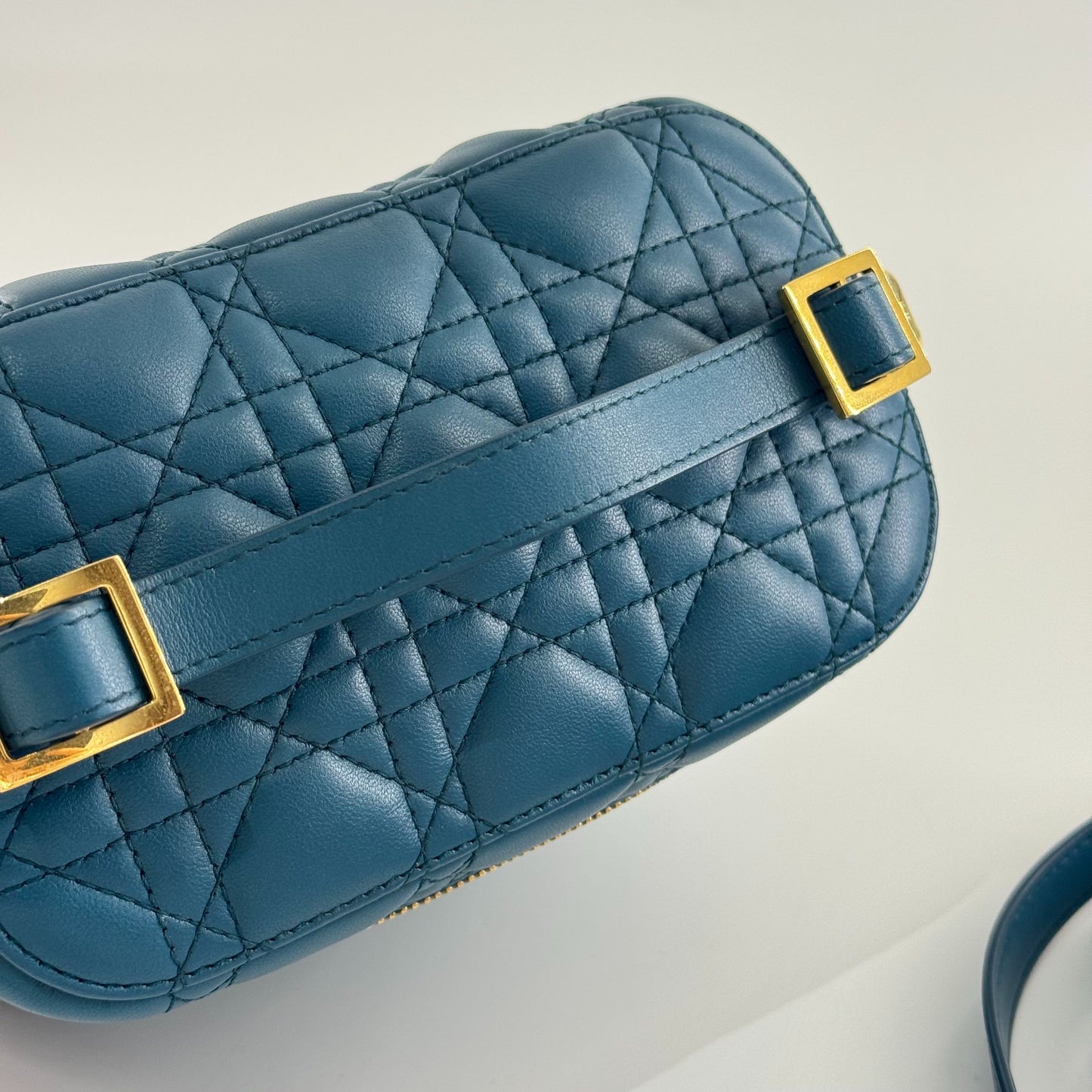 Dior - Vanity Case - Leather with textile accents - Peacock Blue with Gold-Tone Hardware - (mini)