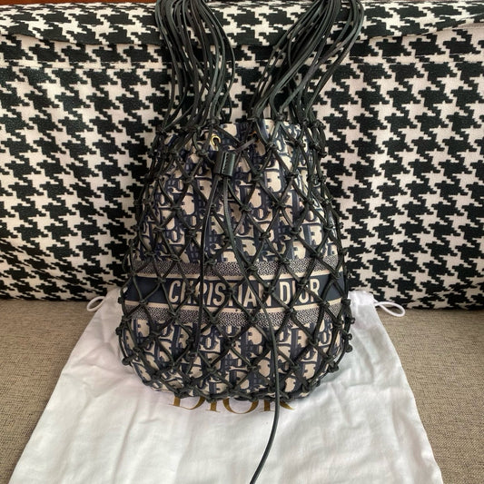 Dior - Vichy Net Bucket Bag - Cloth - Multicolour - (small)