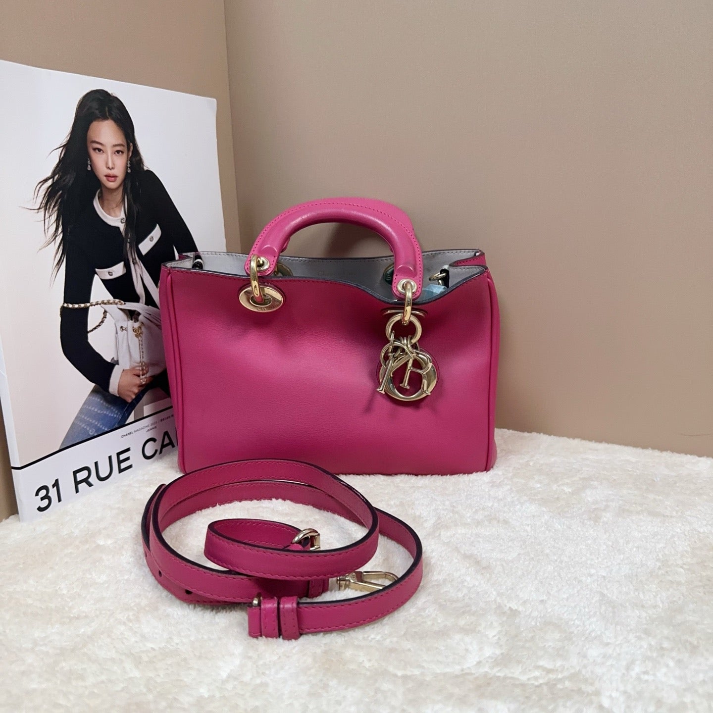 Dior - VIP Mini Tote Bag - Leather - Pink - (mini)