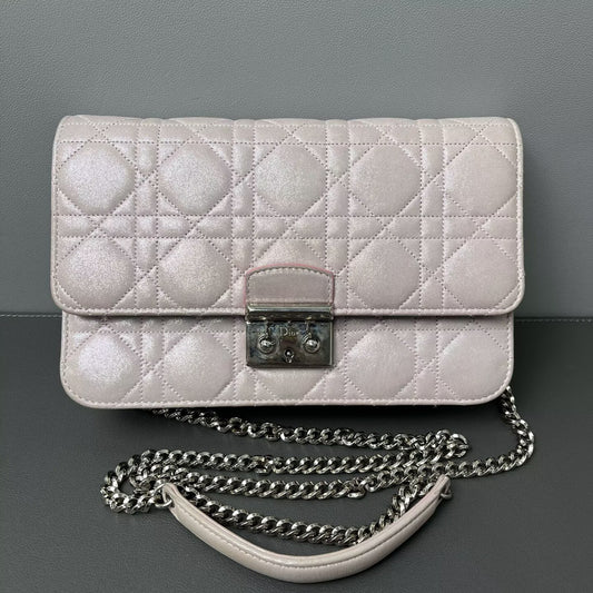 Dior - Wallet on Chain - Pearlescent leather - Pearlescent Pink-Purple with Silver-Tone Hardware - (small)