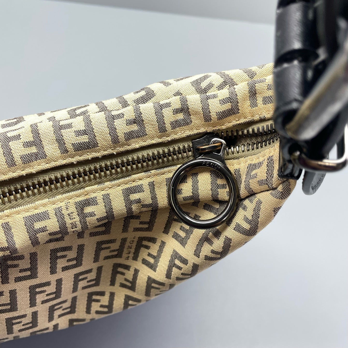 Fendi - Asymmetrical Hobo Bag - Zucca canvas with leather trim - Beige - (Medium)