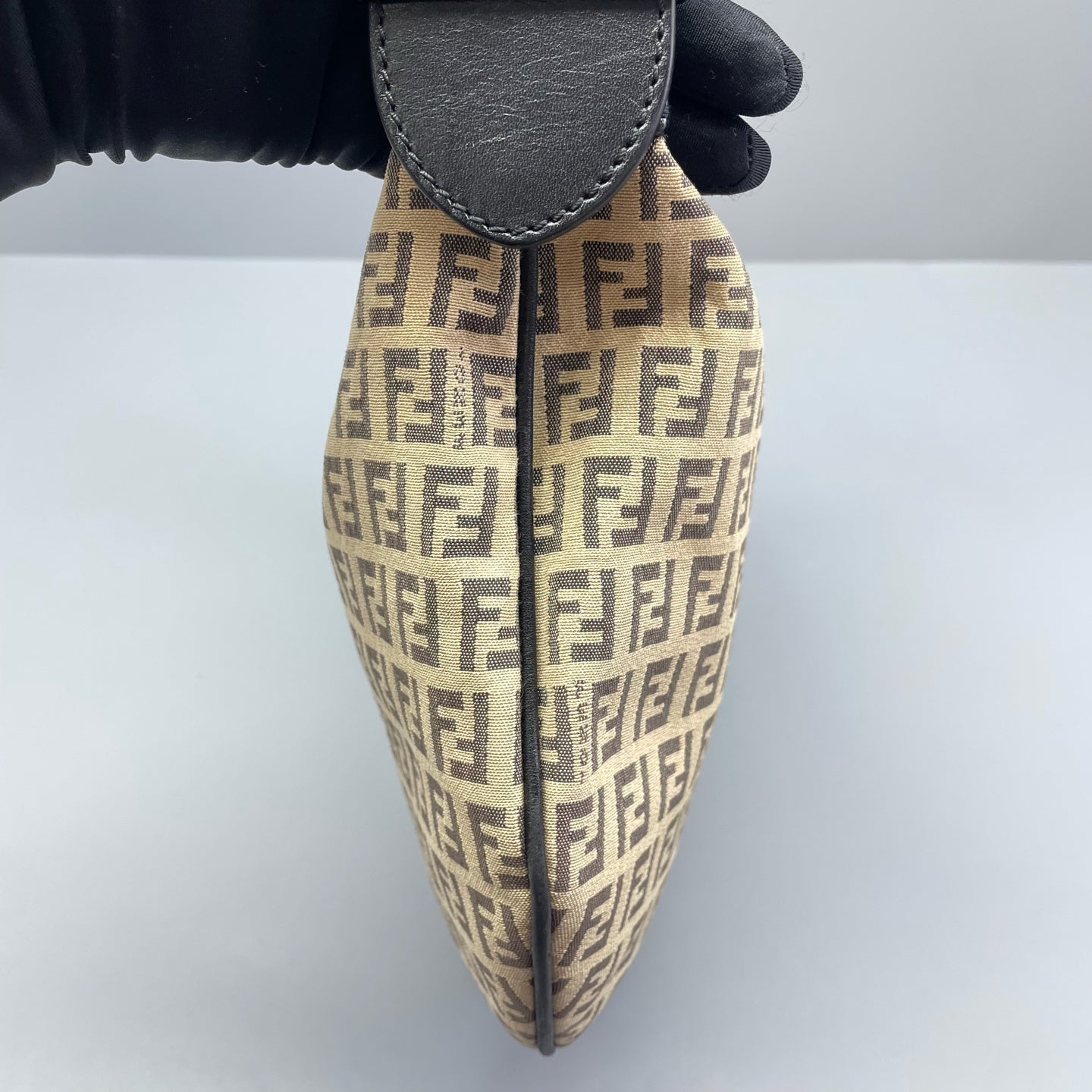 Fendi - Asymmetrical Hobo Bag - Zucca canvas with leather trim - Beige - (Medium)