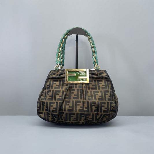 Fendi - B. Fendi Bag - Zucca canvas, patent leather, metal - Brown - (medium)