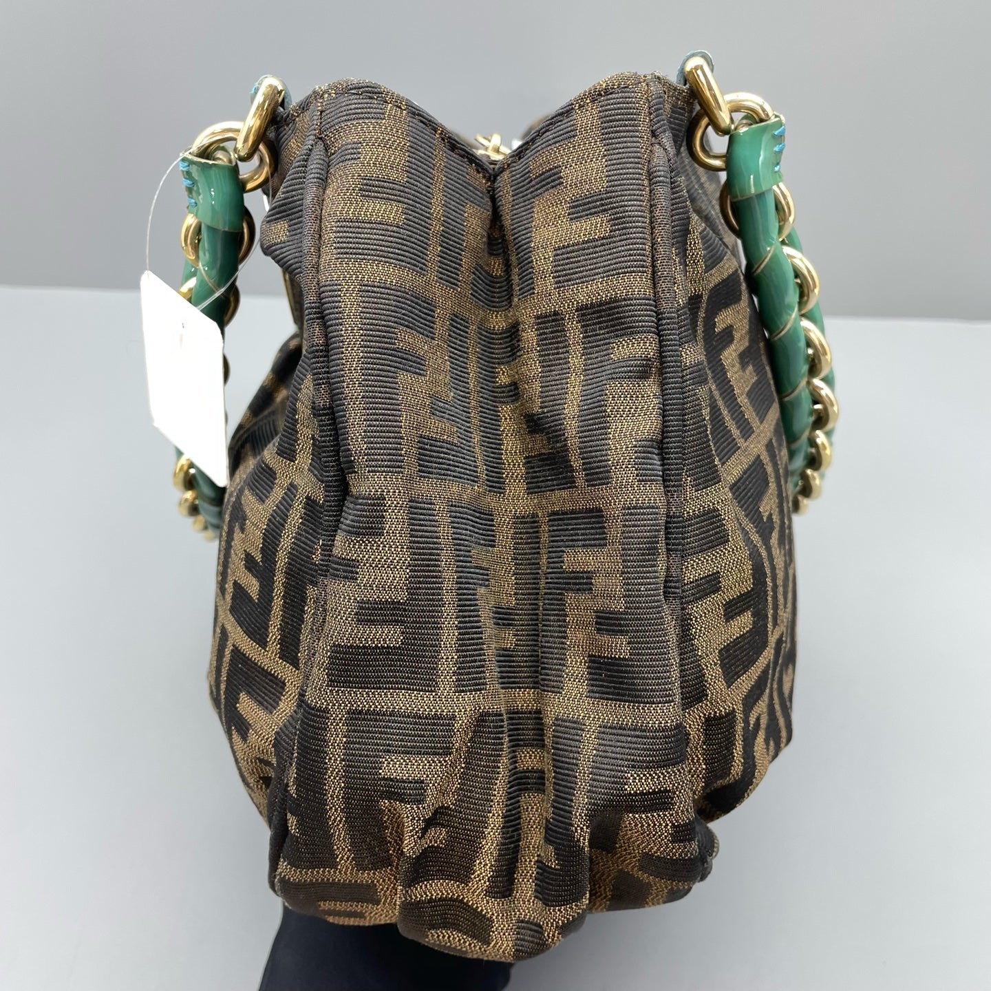 Fendi - B. Fendi Bag - Zucca canvas, patent leather, metal - Brown - (medium)
