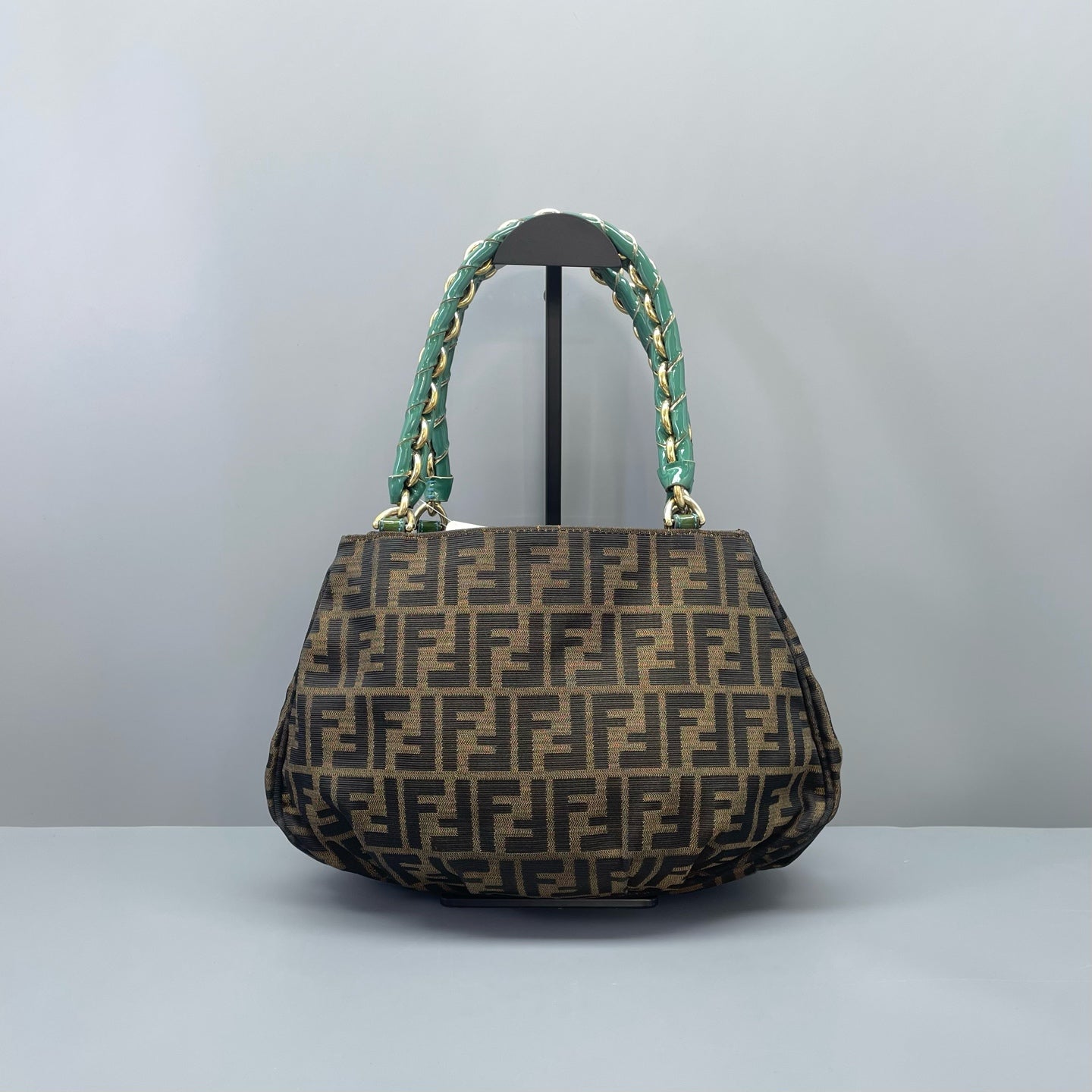 Fendi - B. Fendi Bag - Zucca canvas, patent leather, metal - Brown - (medium)