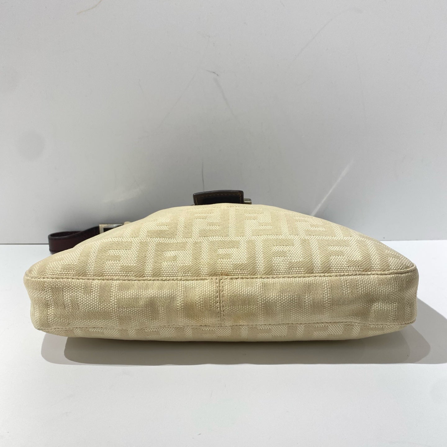 Fendi - Baguette - Canvas with leather trim - Beige with brown trim - (Small)