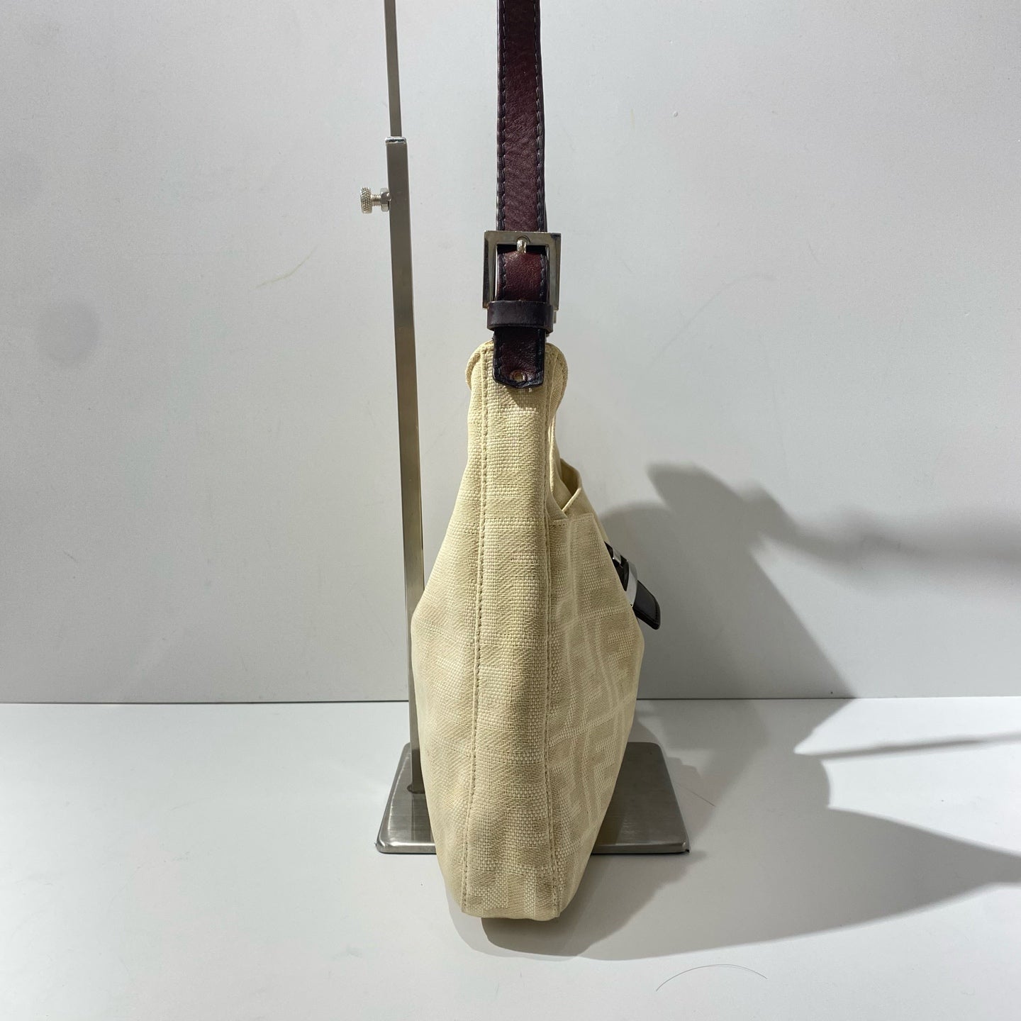 Fendi - Baguette - Canvas with leather trim - Beige with brown trim - (Small)