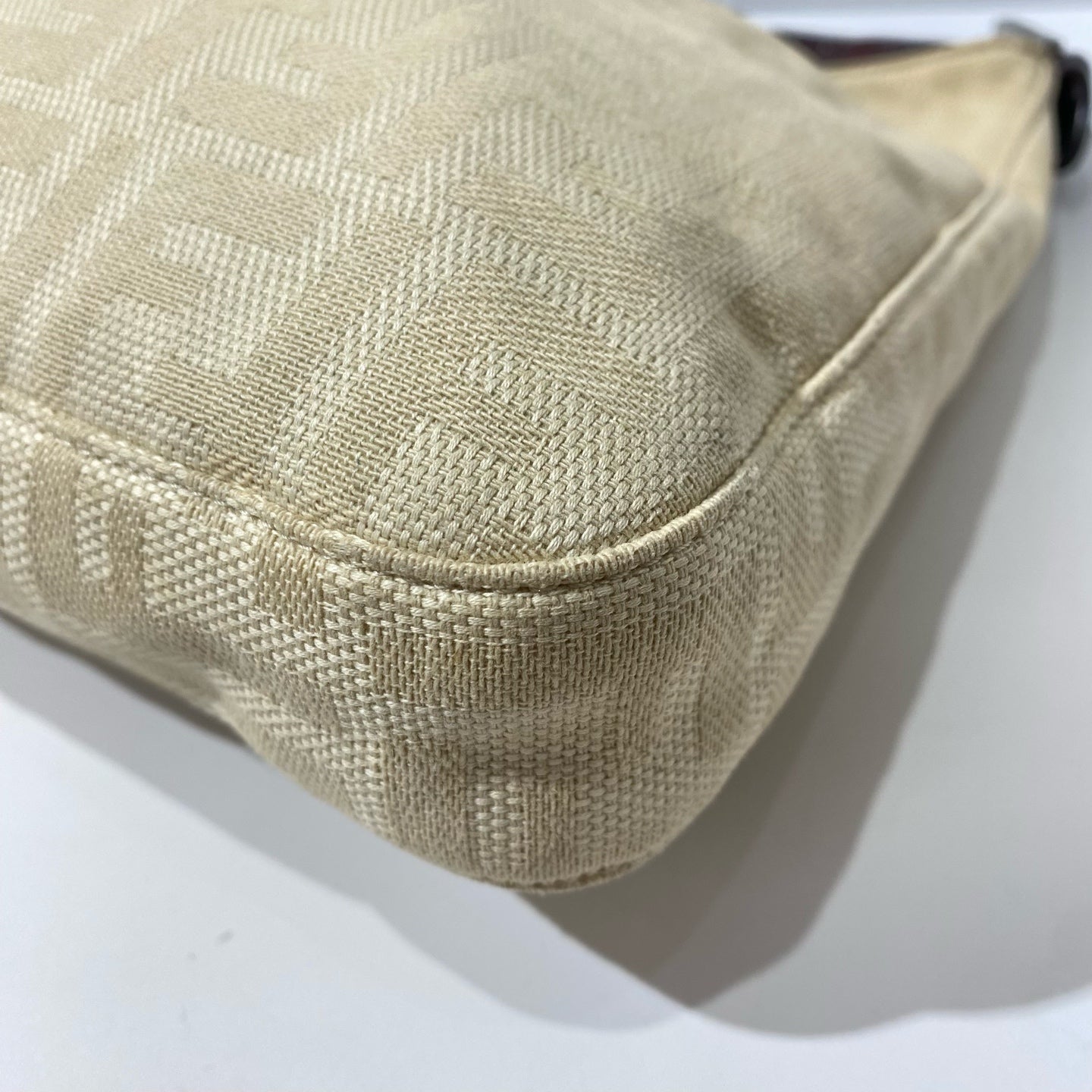 Fendi - Baguette - Canvas with leather trim - Beige with brown trim - (Small)