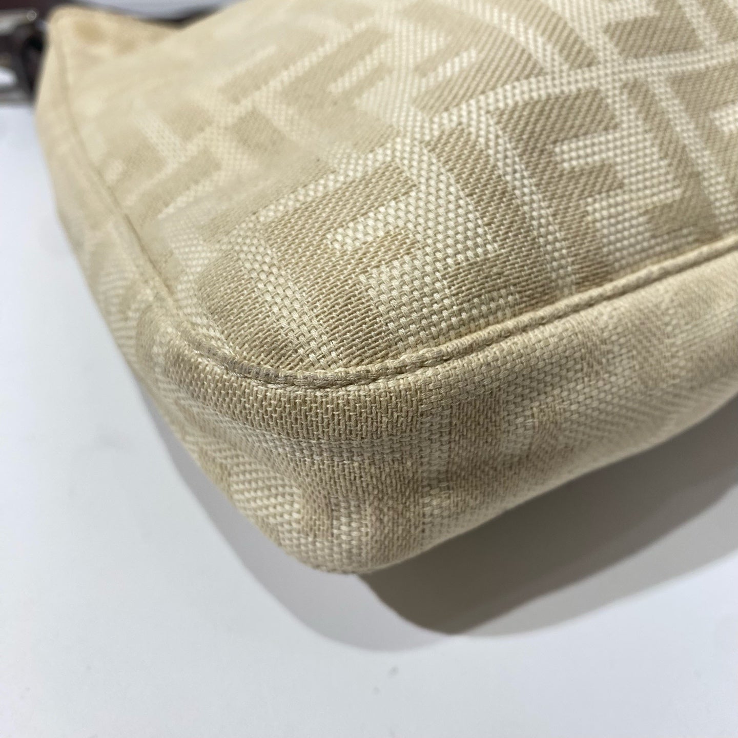 Fendi - Baguette - Canvas with leather trim - Beige with brown trim - (Small)