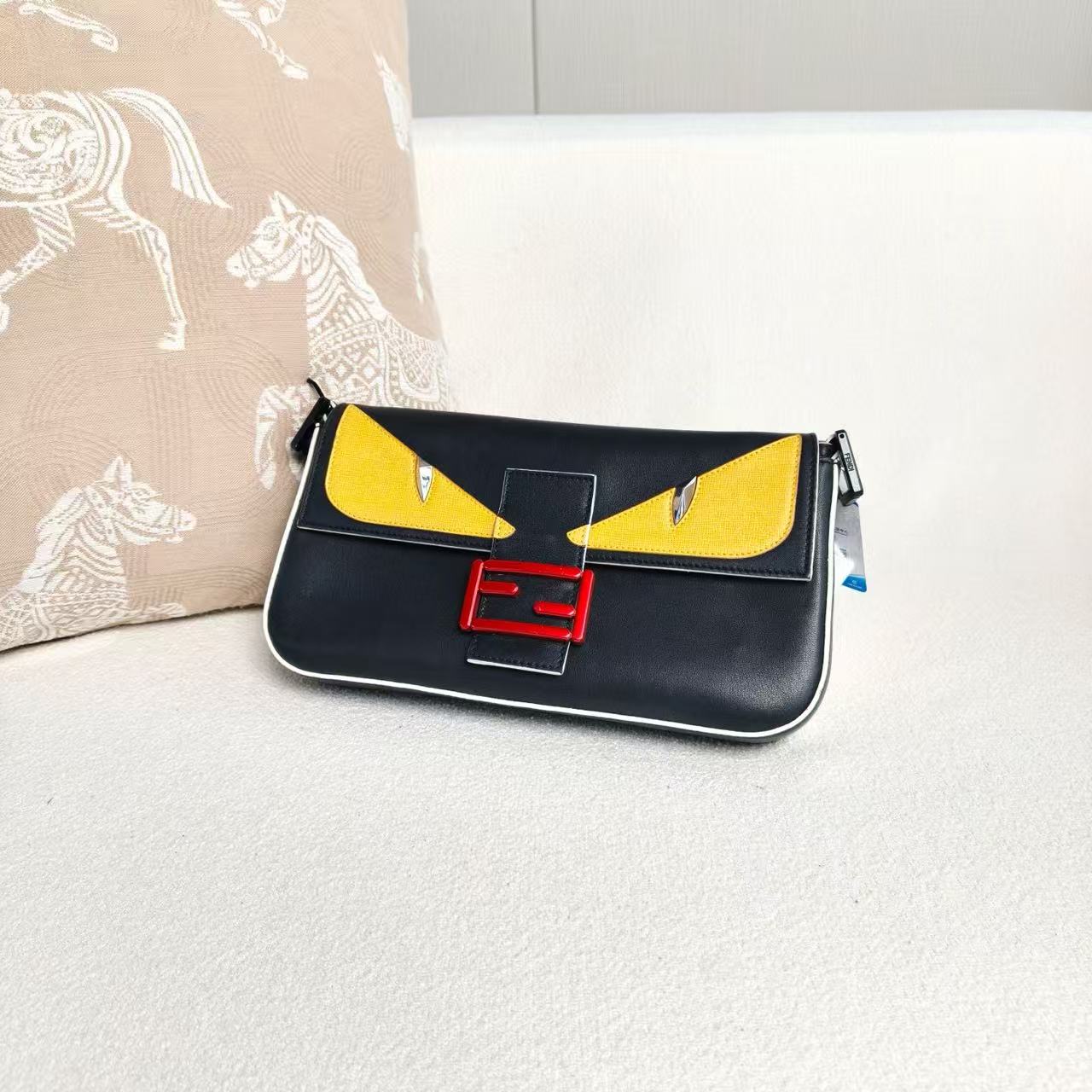 Fendi - Baguette Little Monster - Cowhide leather - Black with Yellow and Red accents - (small)