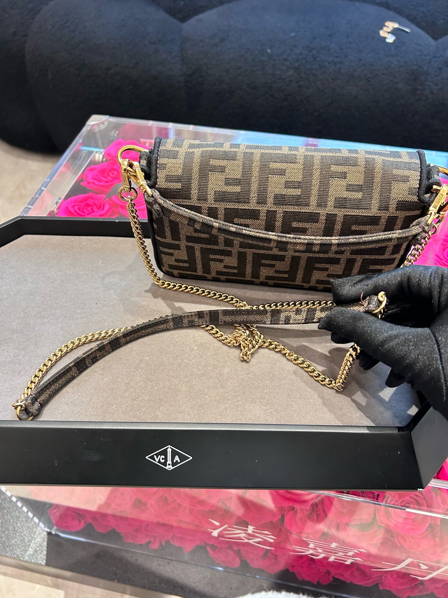 Fendi - Baguette Mini - Zucca canvas with leather trim - Brown - (mini)