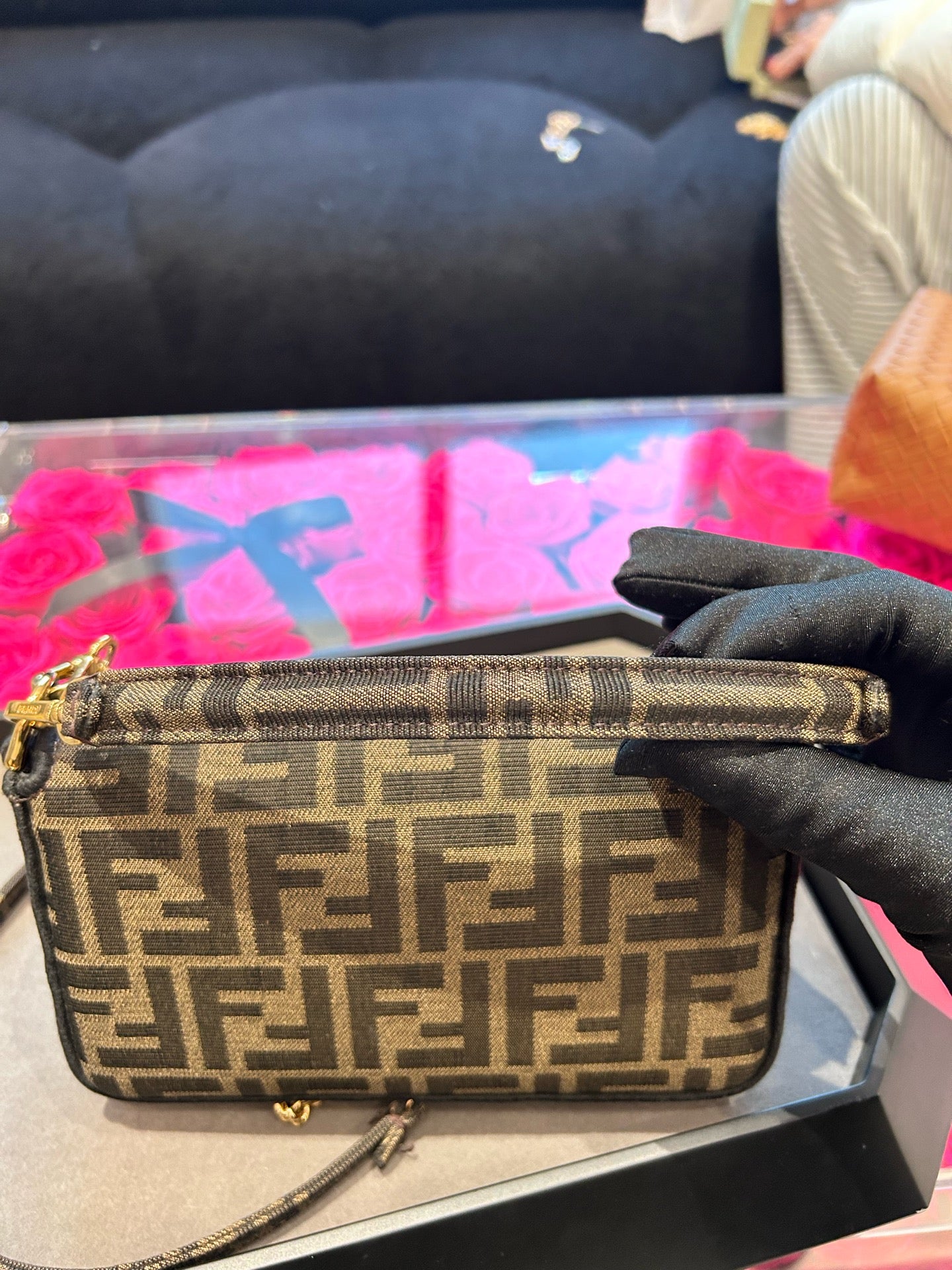 Fendi - Baguette Mini - Zucca canvas with leather trim - Brown - (mini)