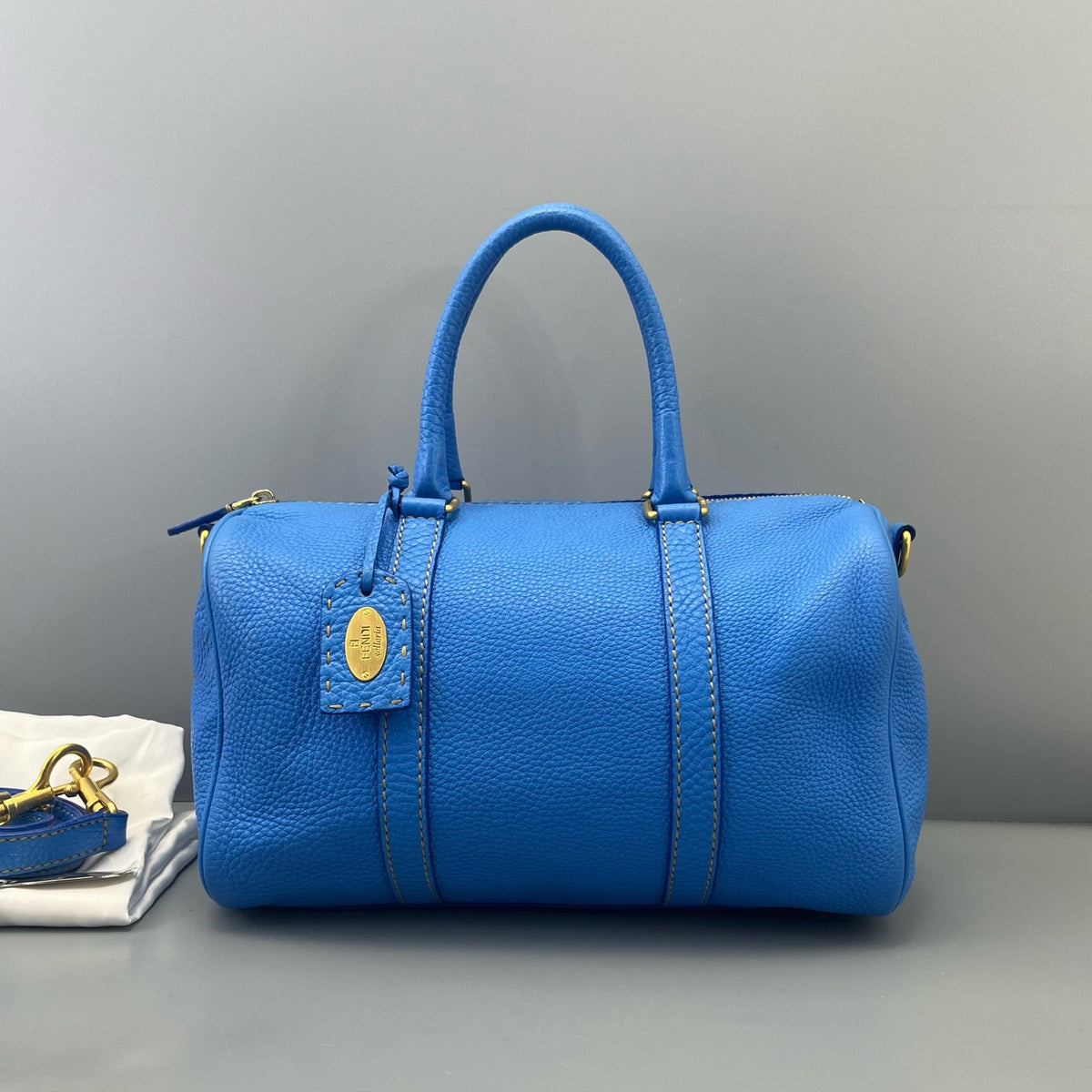 Fendi - Boston Bag - Leather - Blue - (medium)