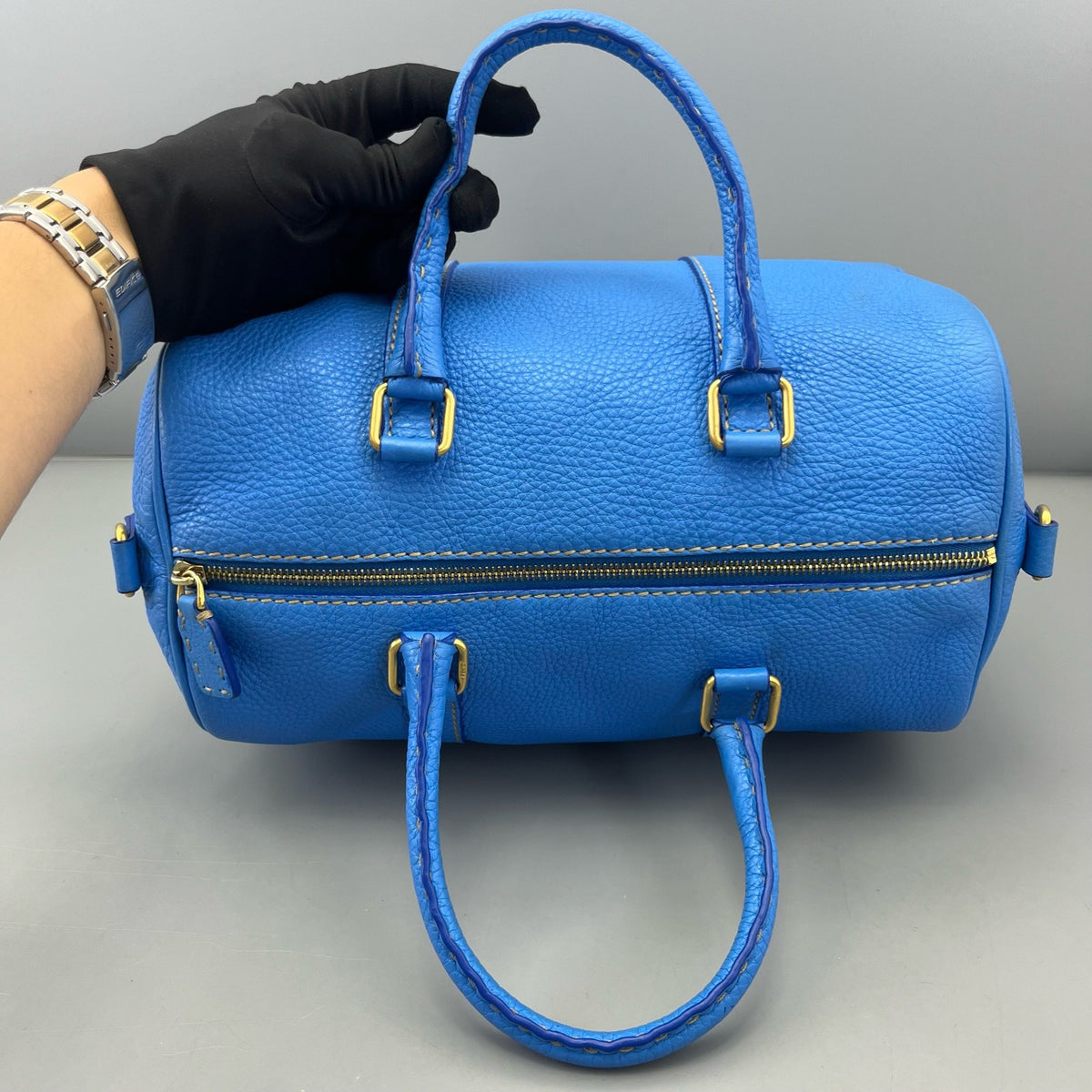 Fendi - Boston Bag - Leather - Blue - (medium)