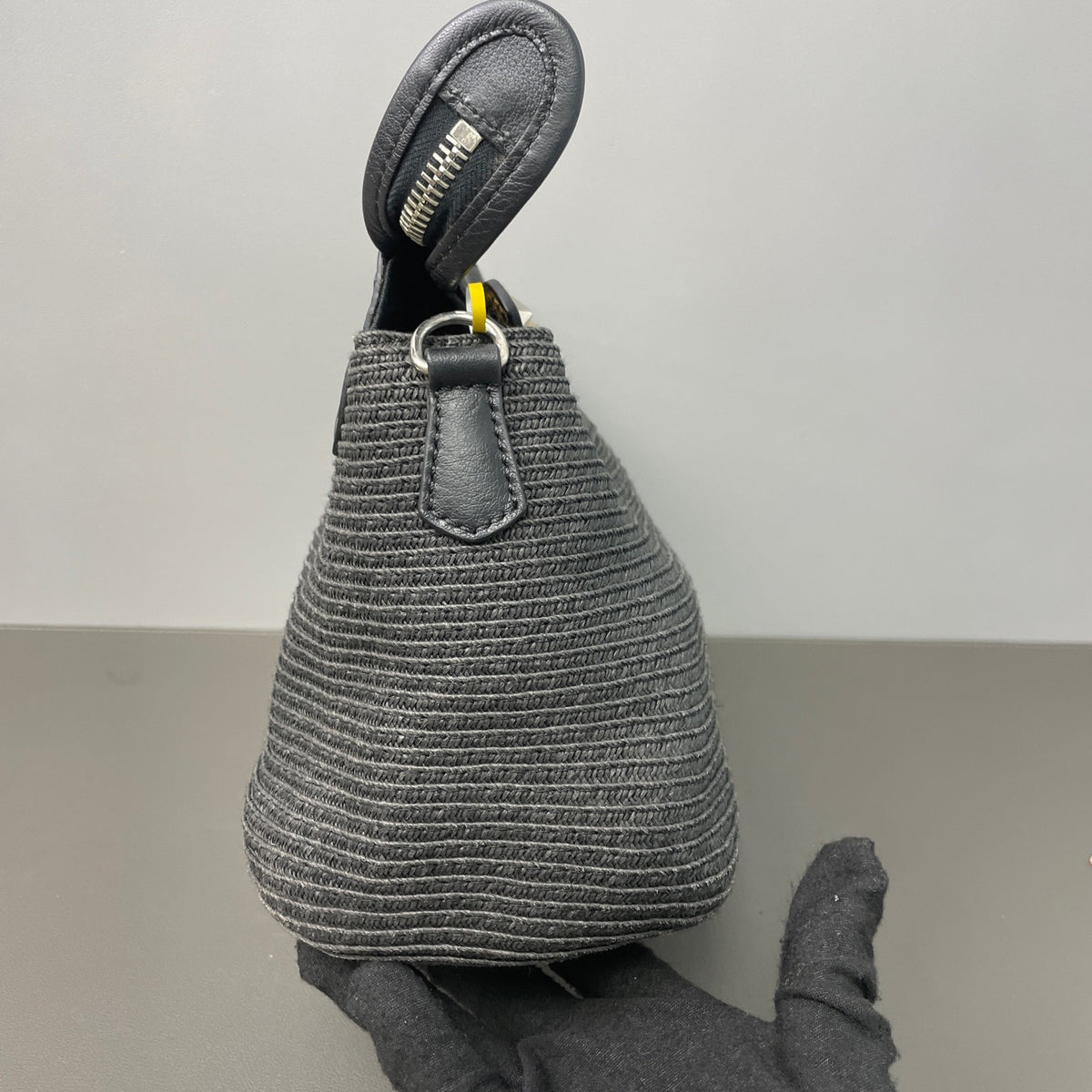 Fendi - Boston Bag with Snake-Effect Leather Accents - Cloth - Black