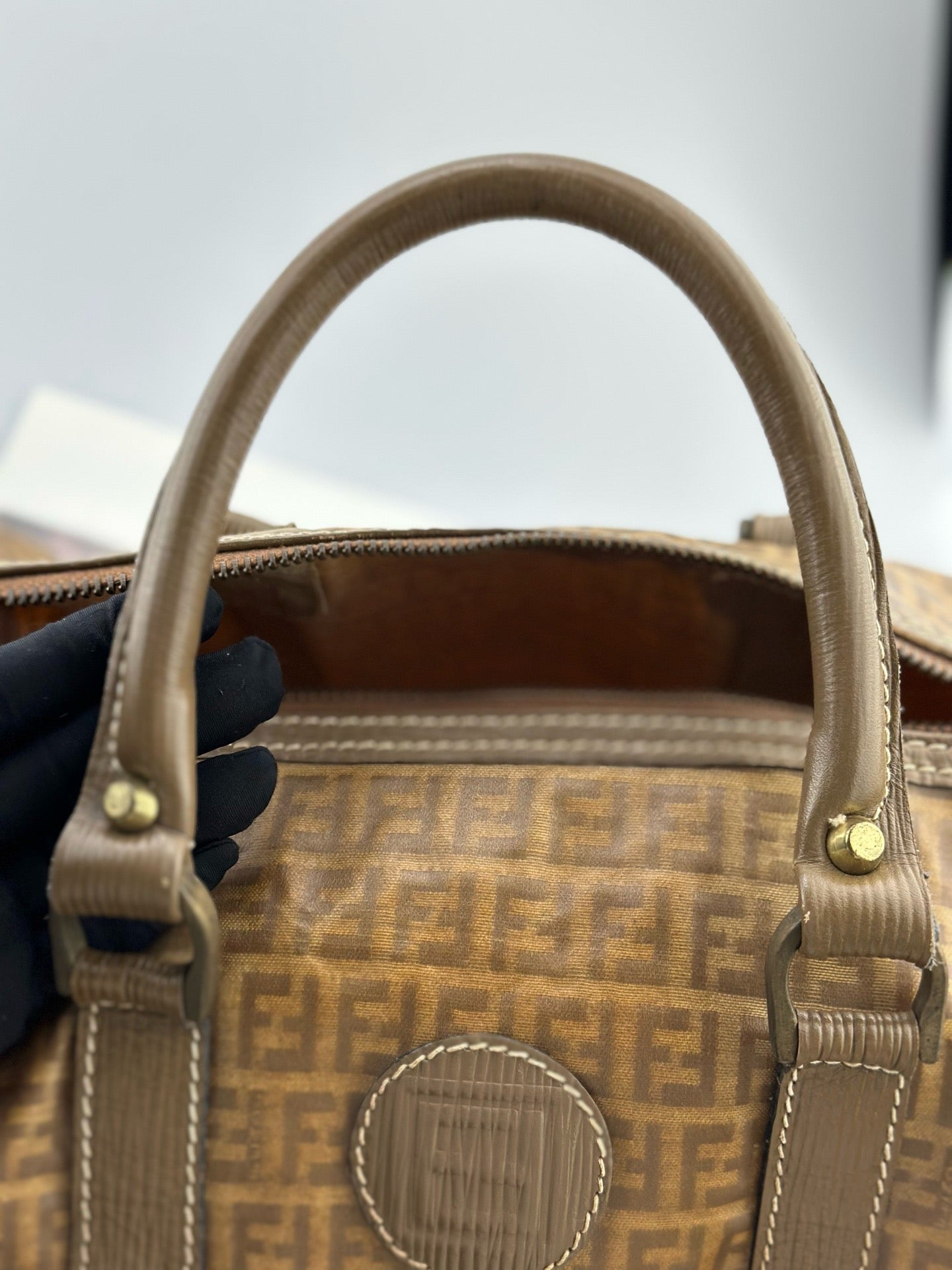 Fendi - Boston - Fendi FF Zucca coated canvas with leather trim - Brown - (medium)