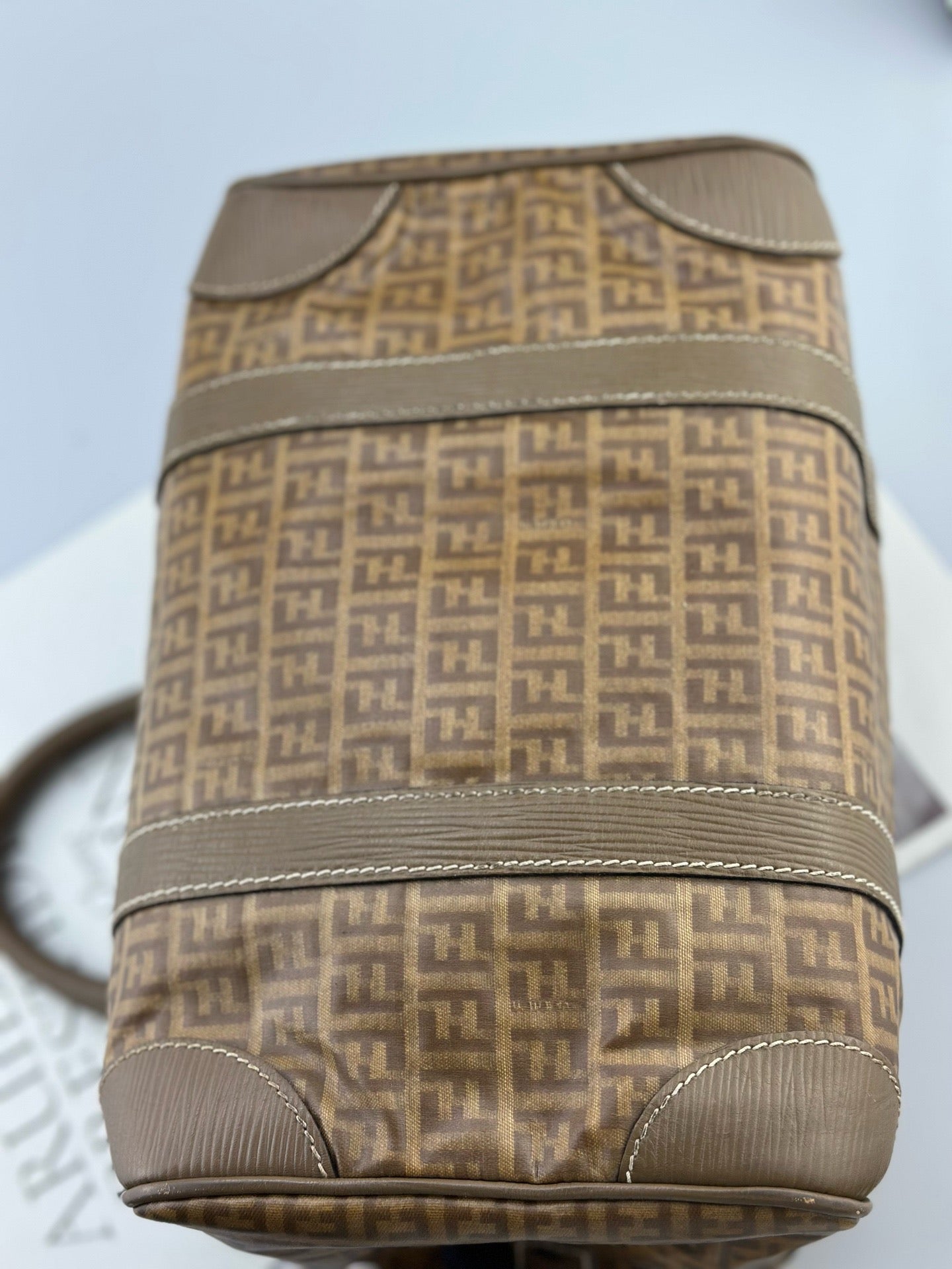 Fendi - Boston - Fendi FF Zucca coated canvas with leather trim - Brown - (medium)