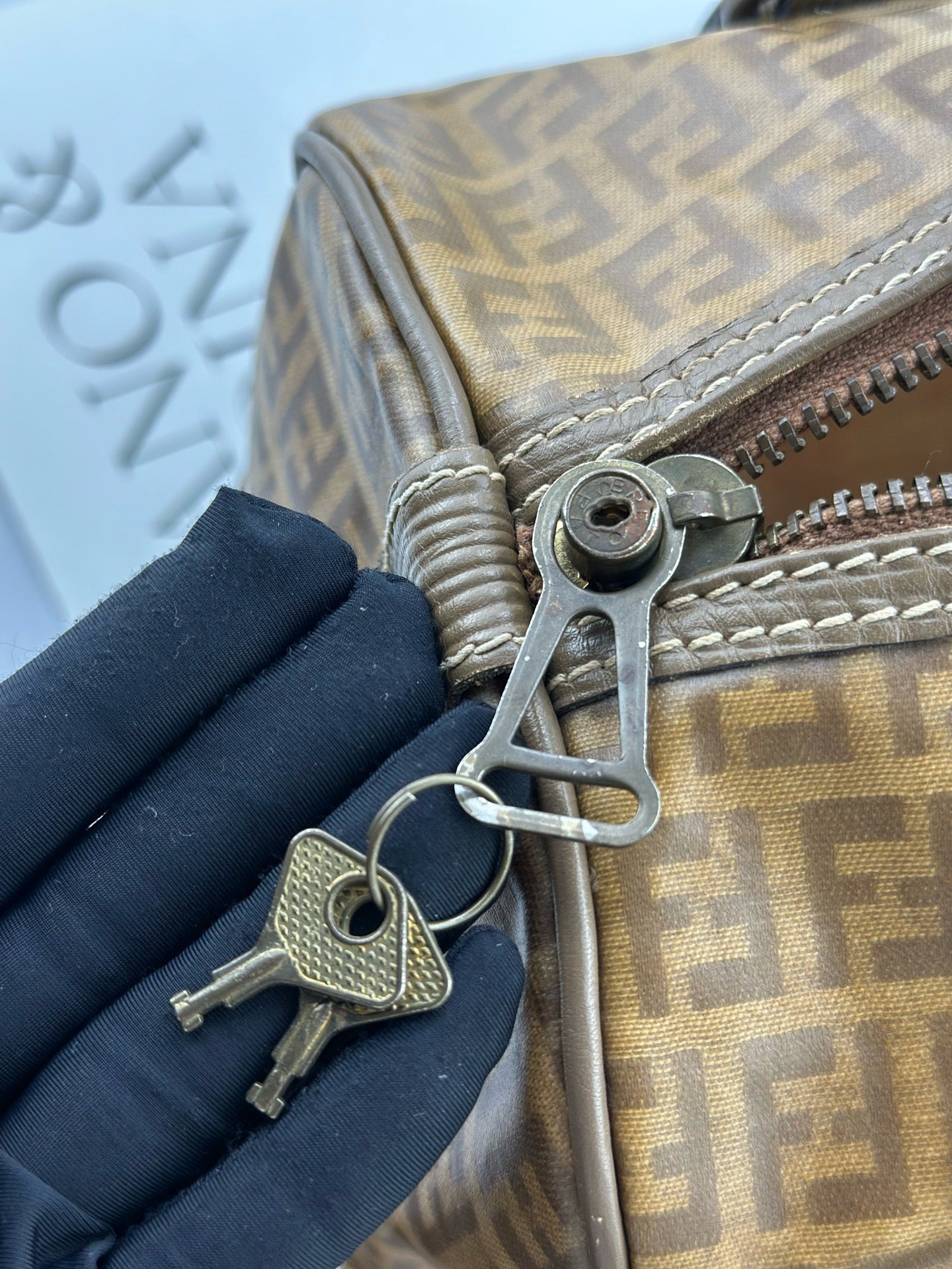 Fendi - Boston - Fendi FF Zucca coated canvas with leather trim - Brown - (medium)