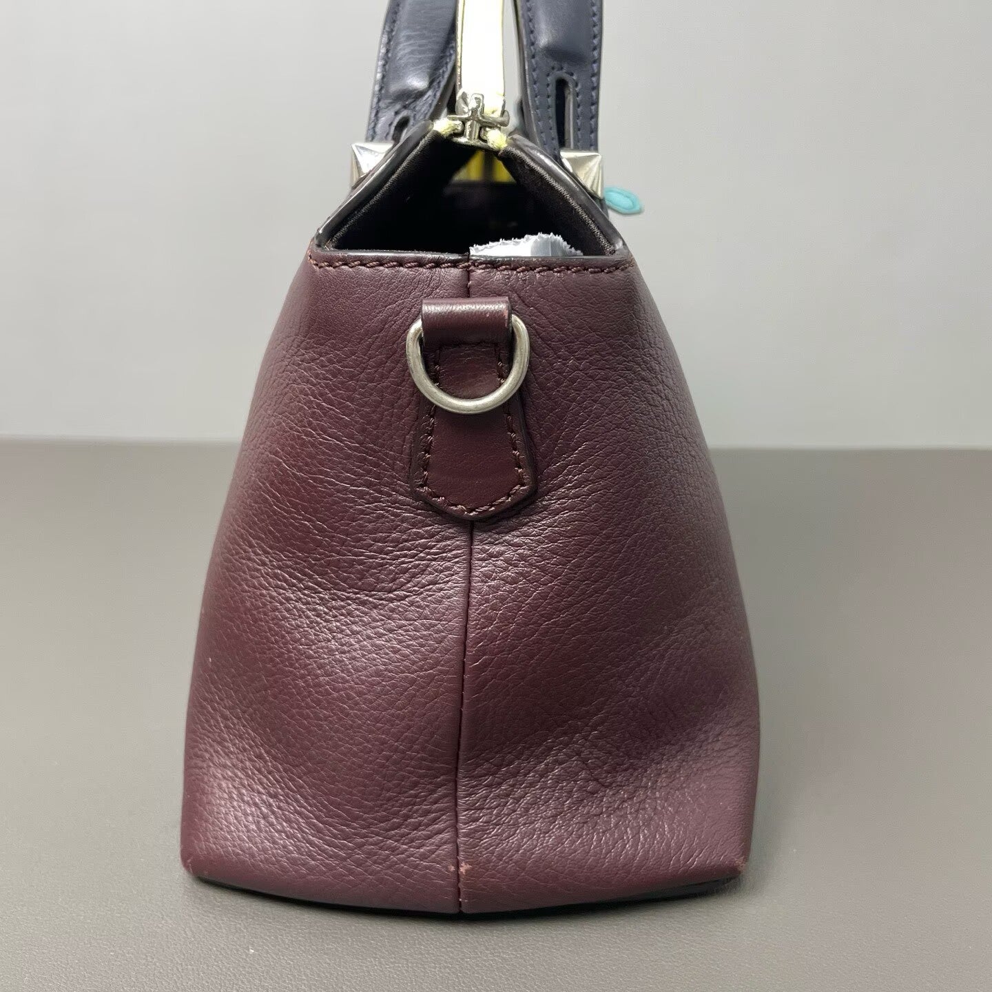 Fendi - By The Way Boston Bag - Grained calfskin leather - Burgundy, Dark Blue, and Yellow Color-block with Silver-Tone Hardware - (medium)
