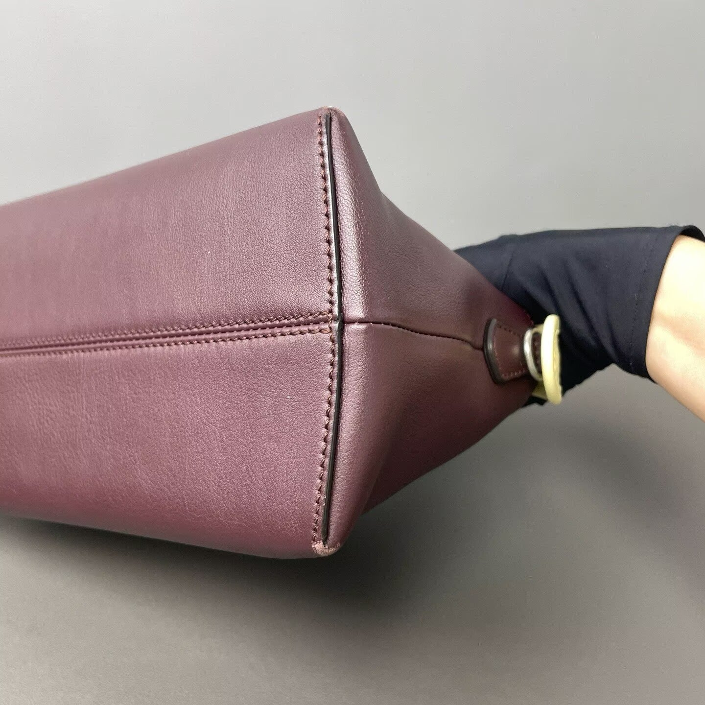 Fendi - By The Way Boston Bag - Grained calfskin leather - Burgundy, Dark Blue, and Yellow Color-block with Silver-Tone Hardware - (medium)